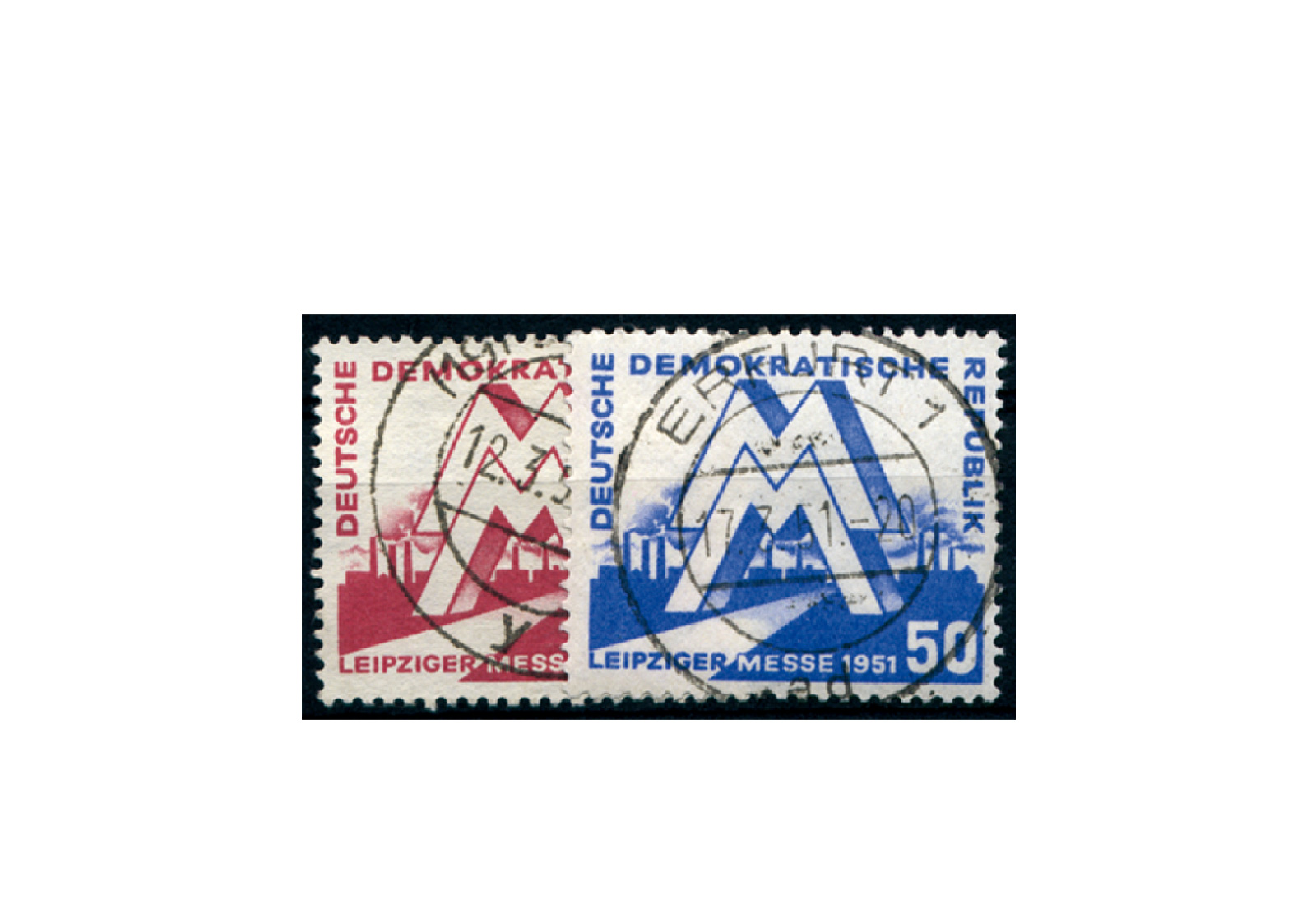 Briefmarke DDR Leipziger Frühjahrsmesse 1951 Michel-Nr. 282-283 gestempelt