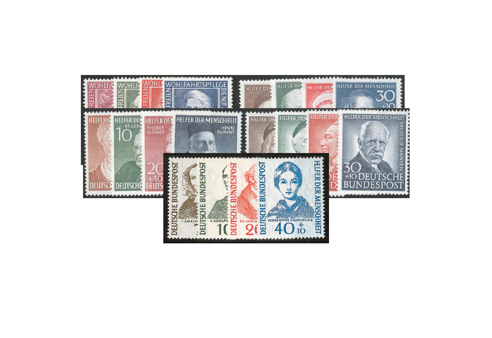 Briefmarken BRD Helfer der Menschheit 1951-1954 Michel-Nr. 117-225 postfrisch