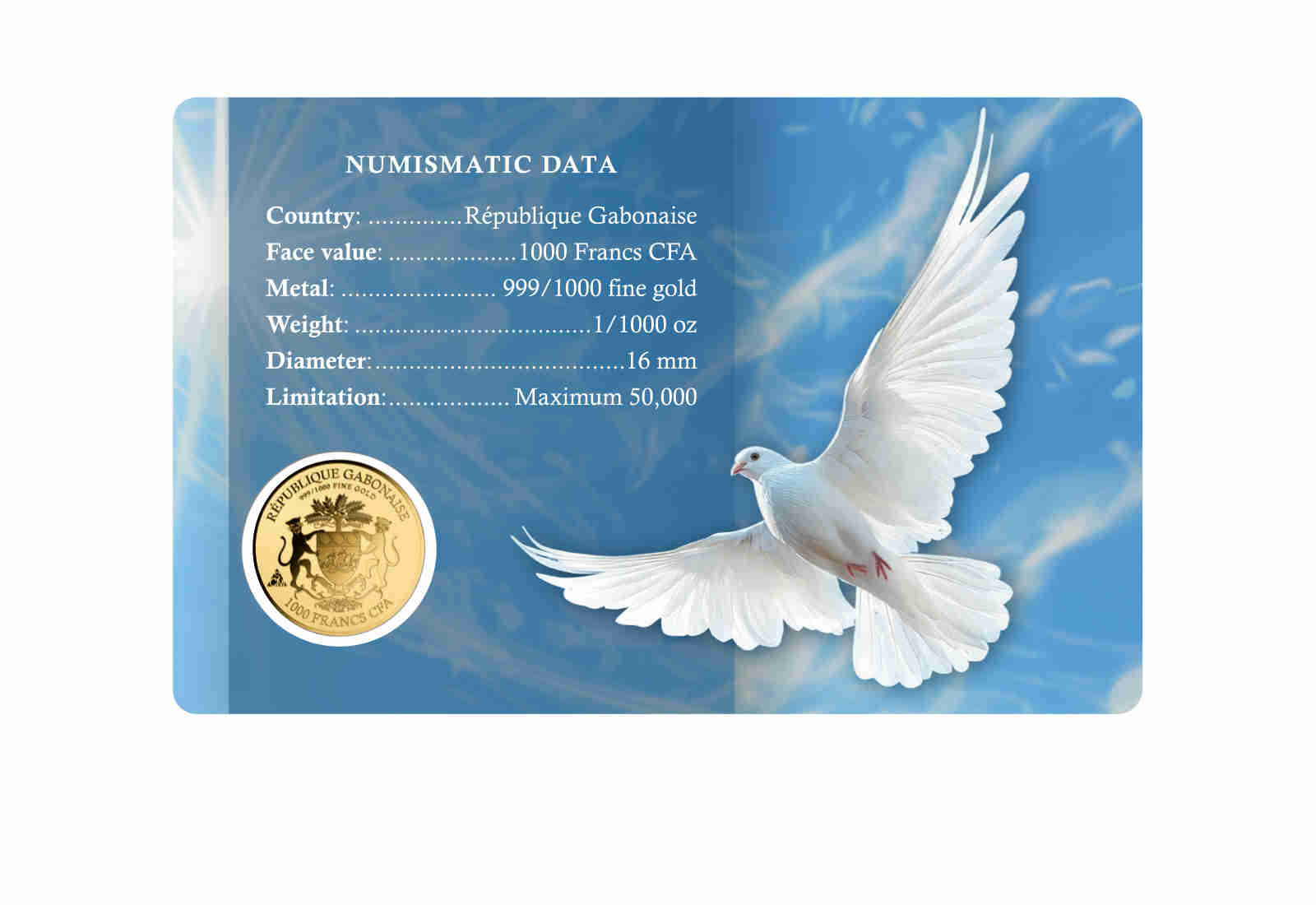 Goldmünze Friedenstaube in Coincard 999/1000 Gold