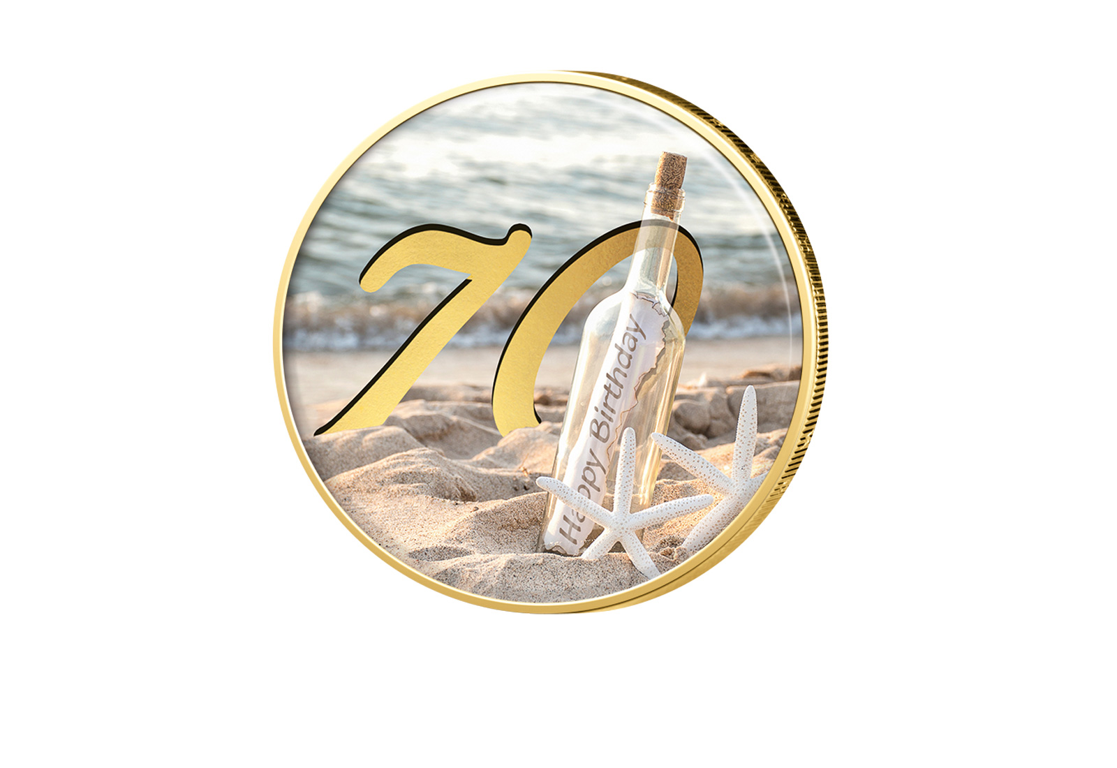 2 Euro vergoldet 70. Geburtstag mit Farbmotiv