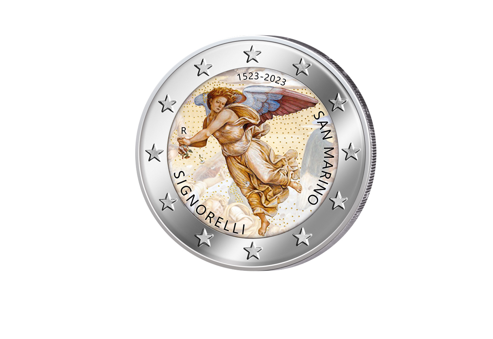 2 Euro 2023 San Marino 500. Todestag Luca Signorelli st mit Farbmotiv