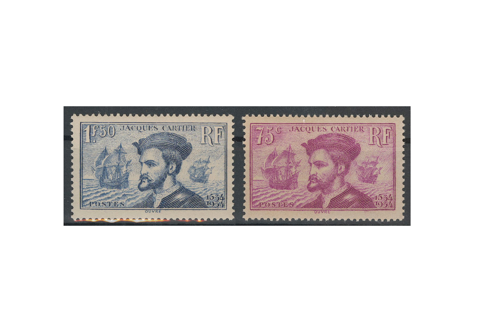 Briefmarke Frankreich 400. Jahrestag Landung in Kanada 1934 Michel-Nr. 292/93 postfrisch