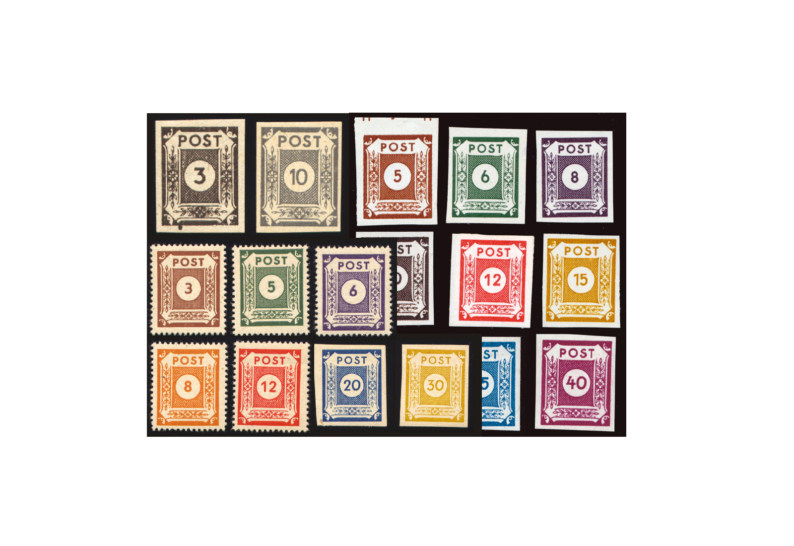 Briefmarken SBZ Ziffernserie Post Michel-Nr. 42/63, 51/52 postfrisch