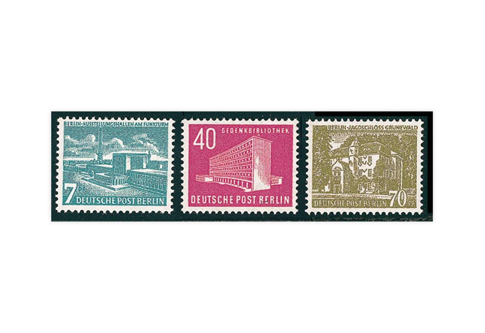 Berlin  Freimarken  1954 Berliner Bauten Michel Nr. 121/123 postfrisch