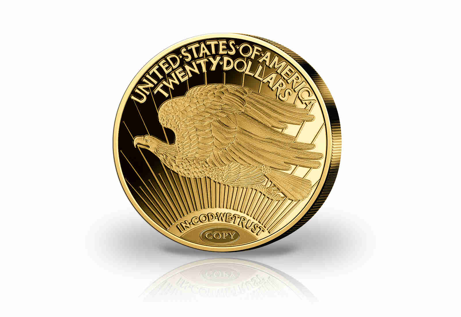 Double Eagle 20 Dollar 1933 Messing mit Goldapplikation