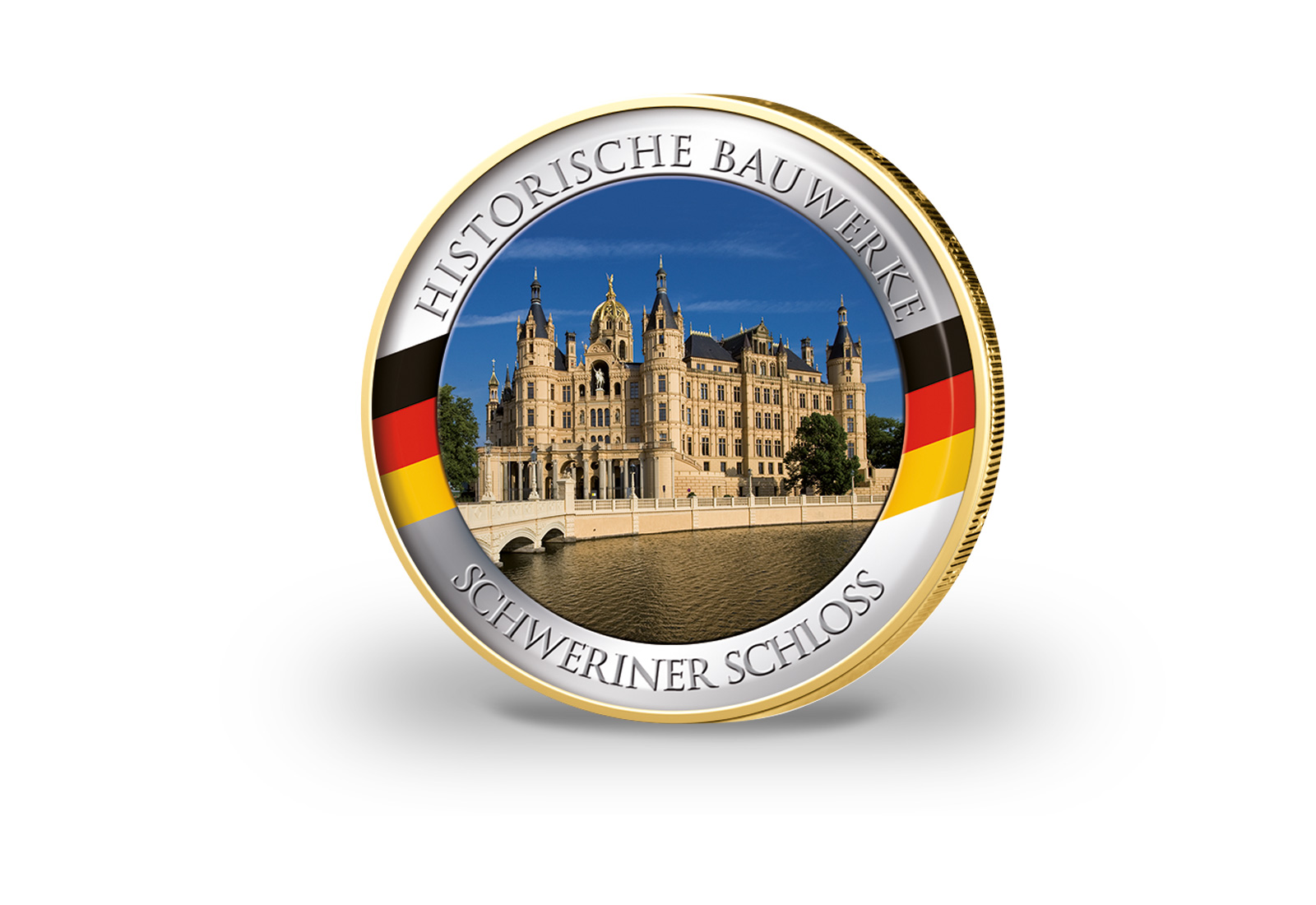 2 Euro vergoldet Schweriner Schloss mit Farbmotiv