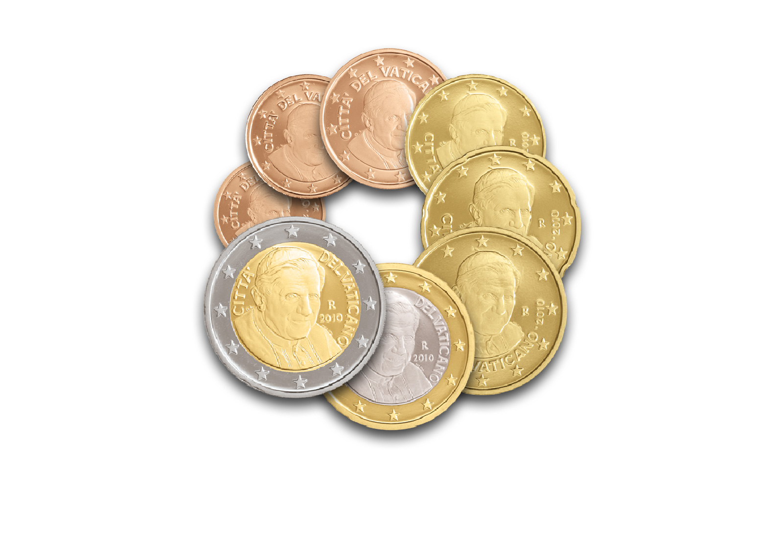 Kursmünzensatz 2010 Vatikan Papst Benedikt XVI. st