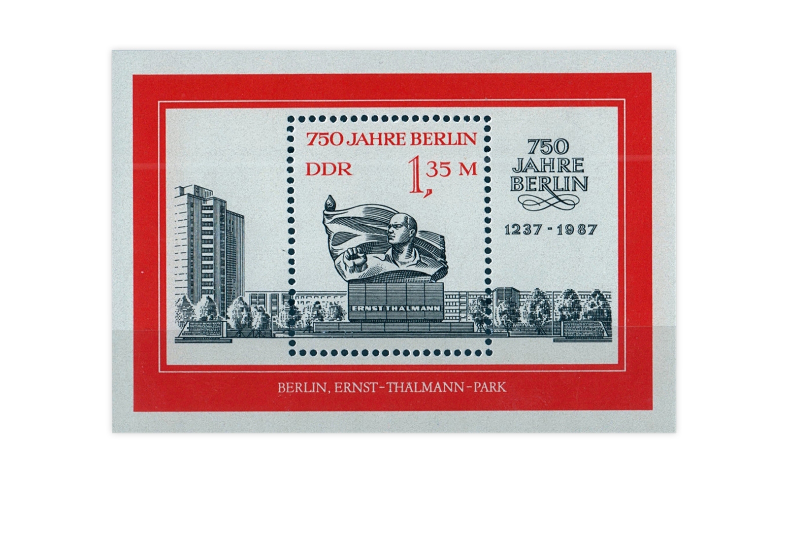 DDR Block 89 750 Jahre Berlin Denkmal-Thälmann gestempelt