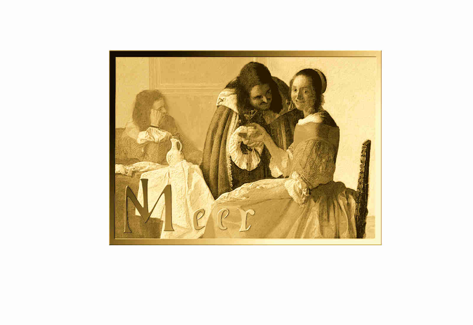Goldmünze Motiv "Das Mädchen mit dem Weinglas - Vermeer" Coincard 999/1000 Gold Geschenk
