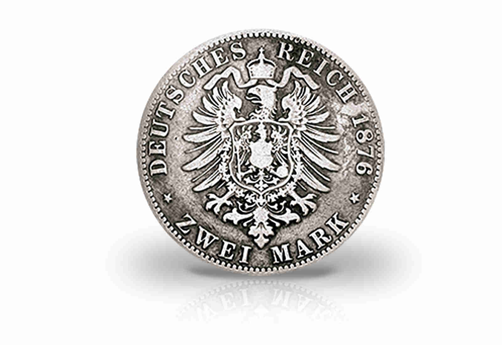 2 Mark 1876-1877 Deutsches Kaiserreich Hessen Ludwig III. Jaeger-Nr. 66