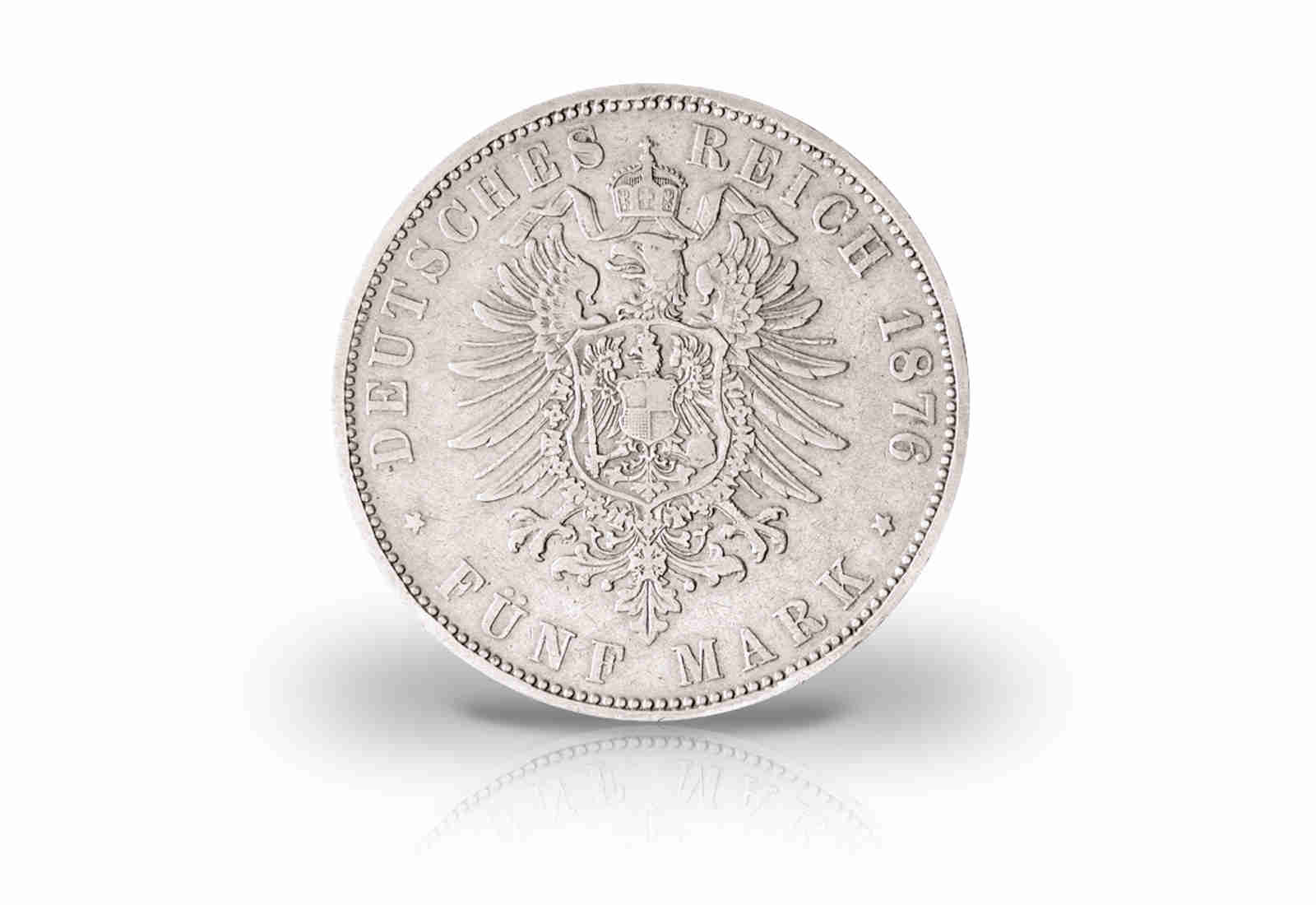 5 Mark 1874-1888 Deutsches Kaiserreich Württemberg König Karl Jaeger-Nr. 173