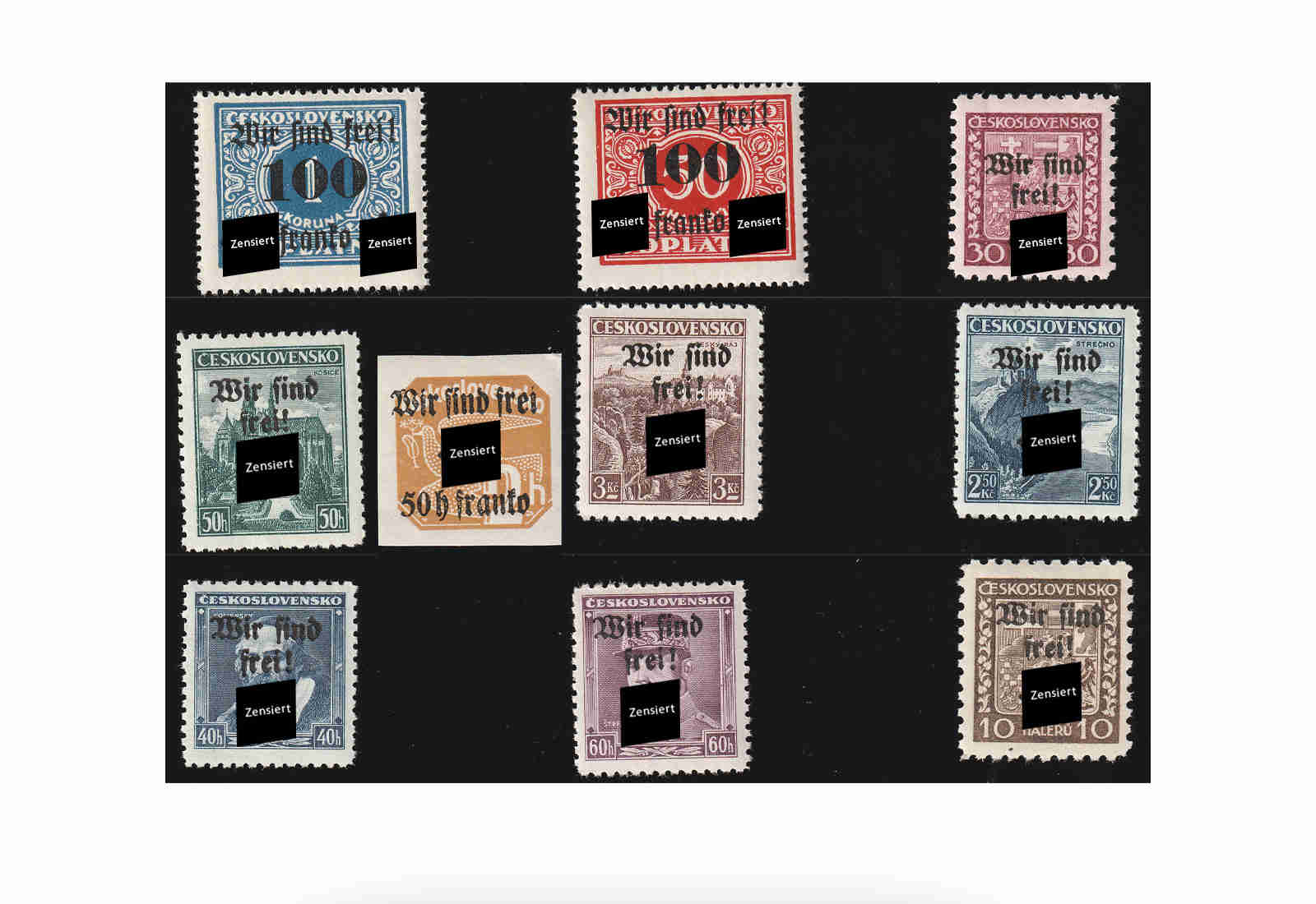 10 versch. Marken Sudetenland Rumburg **