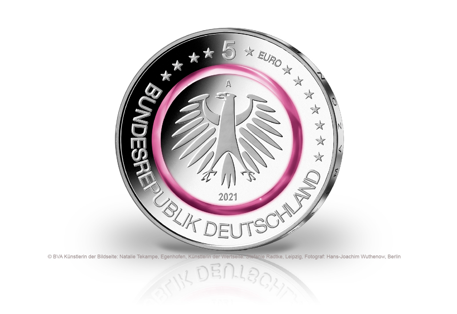 5 Euro 2021 Deutschland Polare Zone mit Polymerring st Prägestätte unserer Wahl