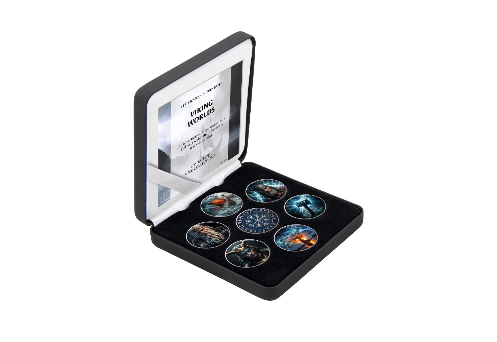 Wikinger-Welten 7er Kollektion mit Farbapplikation im Etui inkl Zertifikat