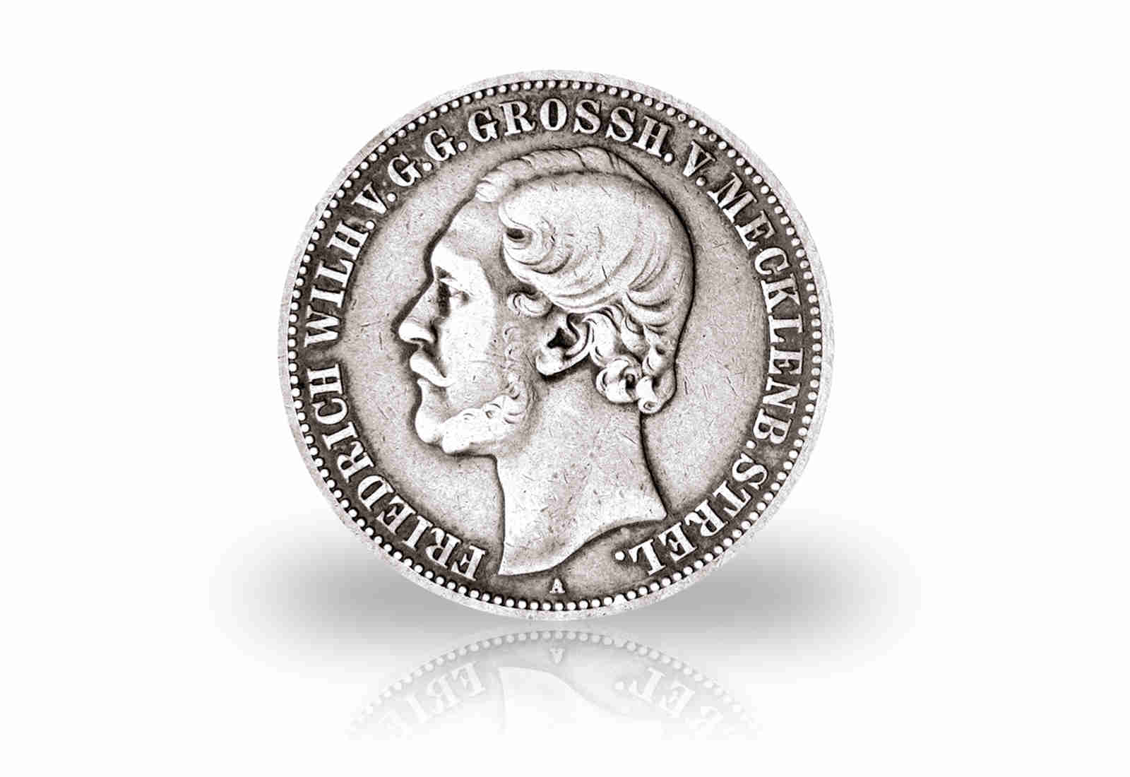 Großherzogtum Mecklenburg-Strelitz 2 Mark Silbermünze 1877 Großherzog Friedrich Wilhelm