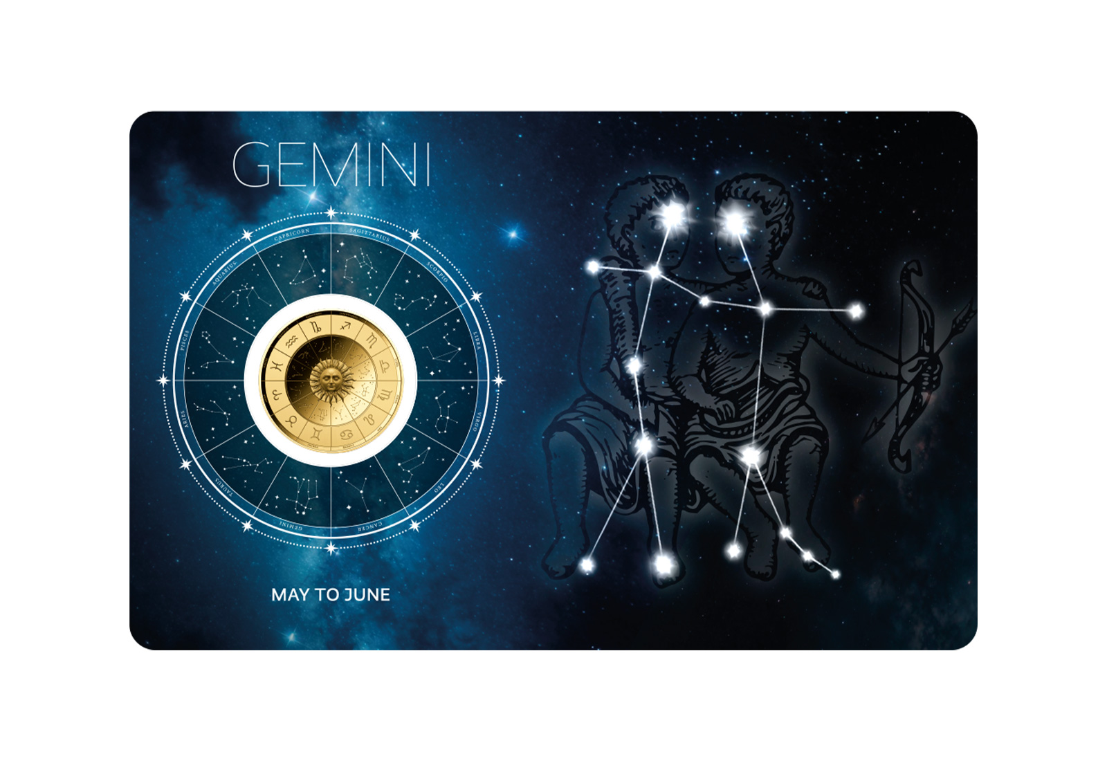 Goldmünze Sternzeichen Zwillinge Coincard 999/1000 Gold Geschenk