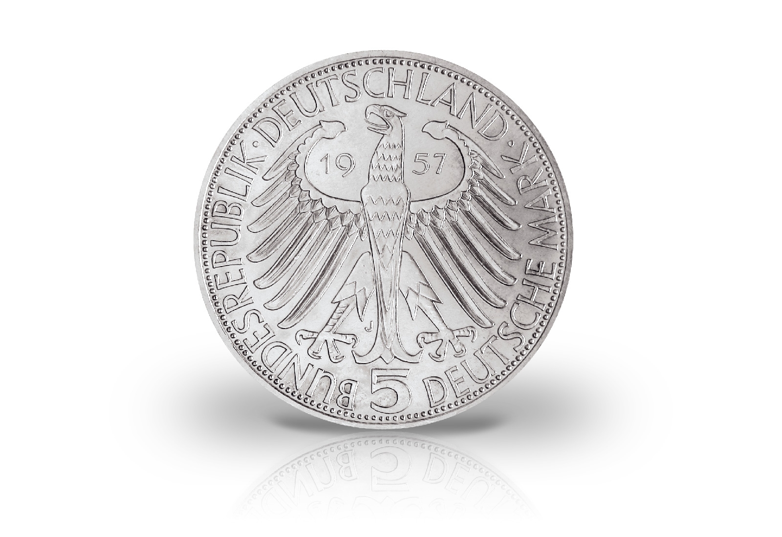 5-DM-Silbermünze 1957 BRD - Freiherr von Eichendorff - Jaeger-Nr. 391