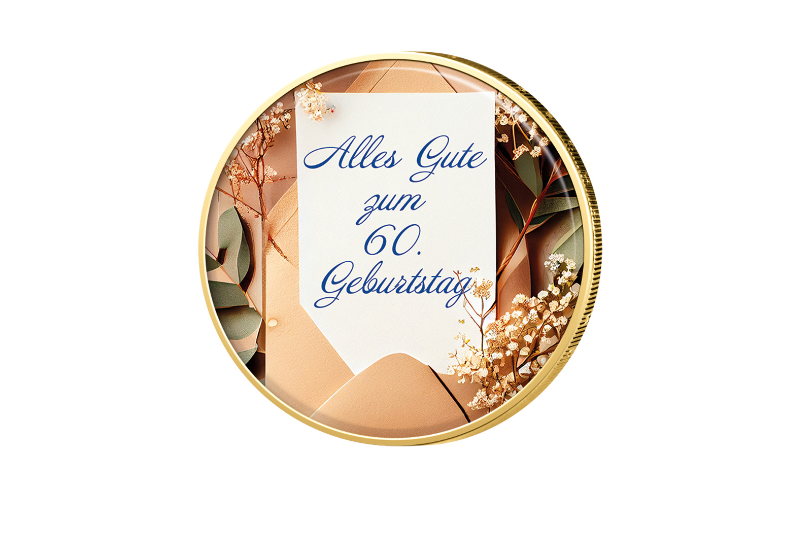 2 Euro vergoldet 60. Geburtstag mit Farbmotiv