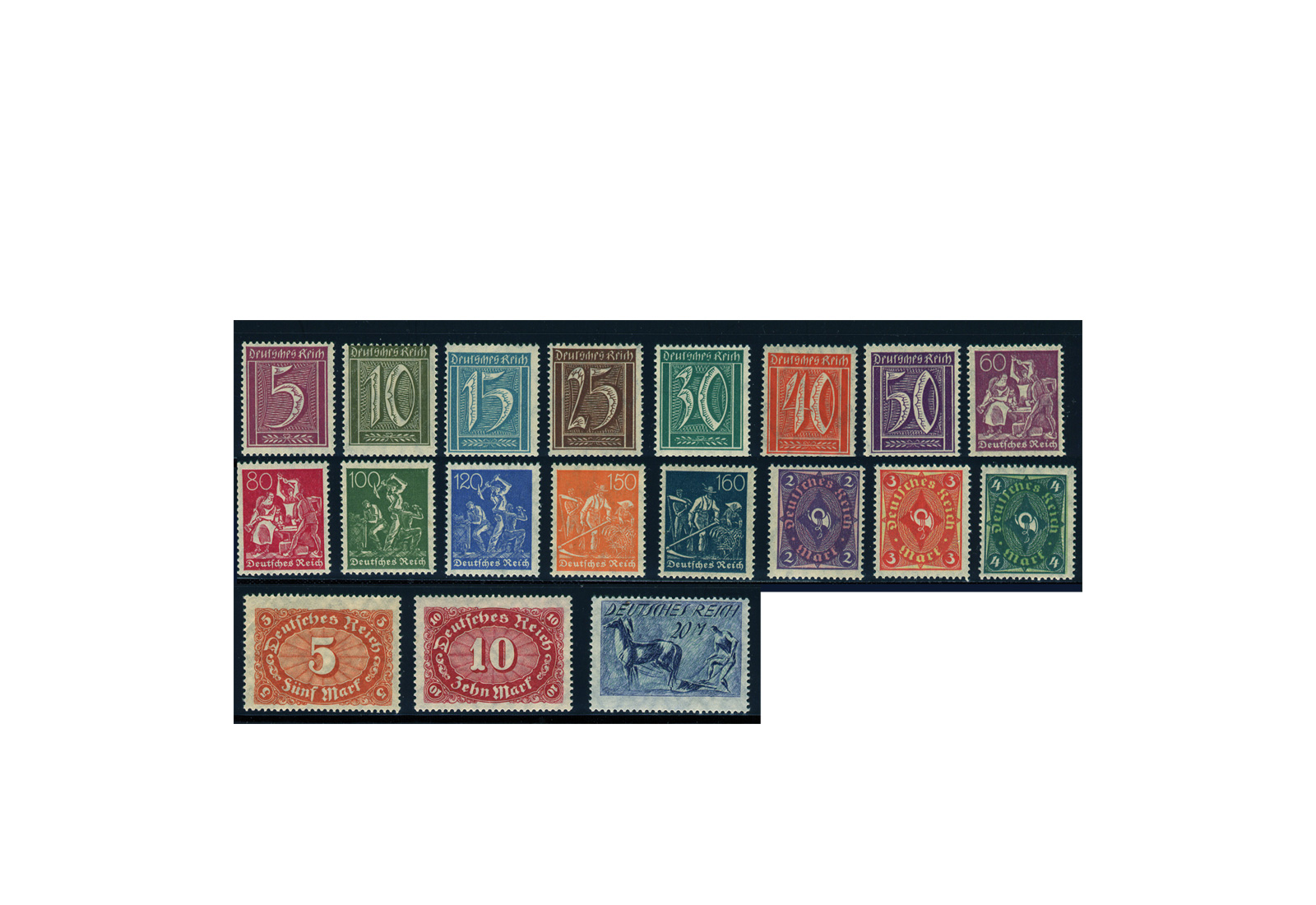 Briefmarken Deutsches Reich 1921 Michel-Nr. 158/76 postfrisch