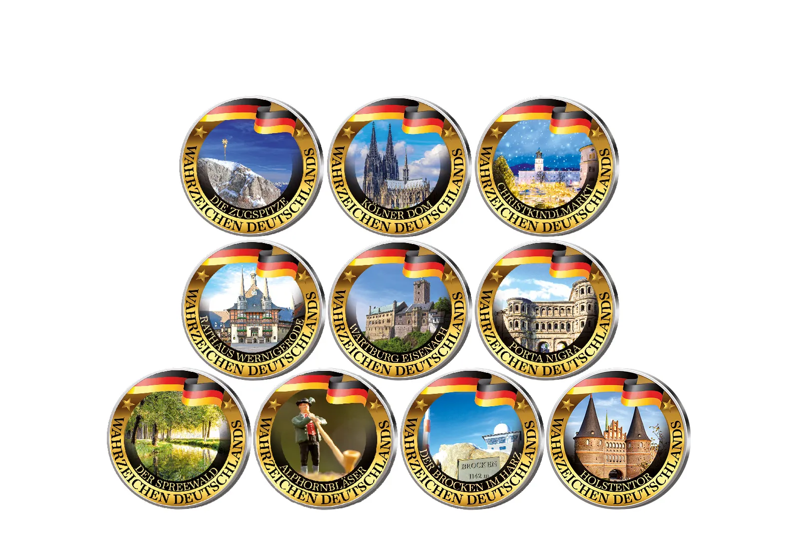 Wahrzeichen Deutschlands 10er Kollektion mit Farbmotiv im Etui