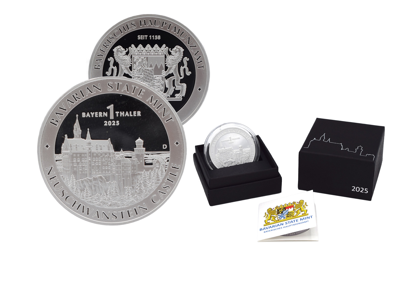 1 Bayern Thaler 2025 1 oz Silber - "Neuschwanstein" im Etui PP