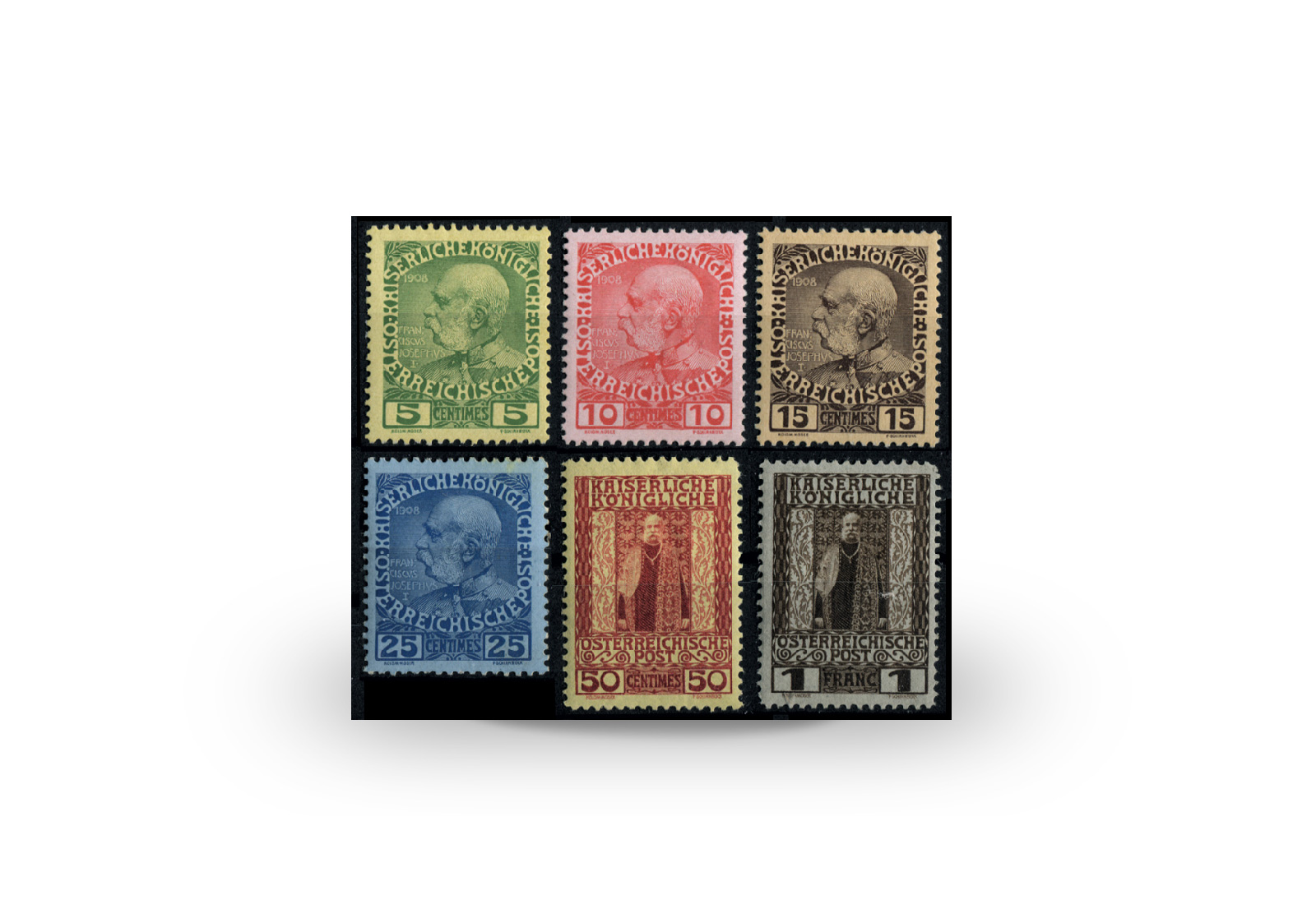 Briefmarken Österreich/Kreta Franz Joseph 1908 Michel-Nr. 17/22 postfrisch