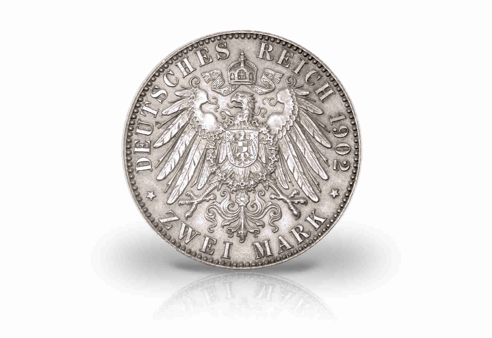 2 Mark 1902 Deutsches Kaiserreich Sachsen König Albert Jaeger-Nr. 127