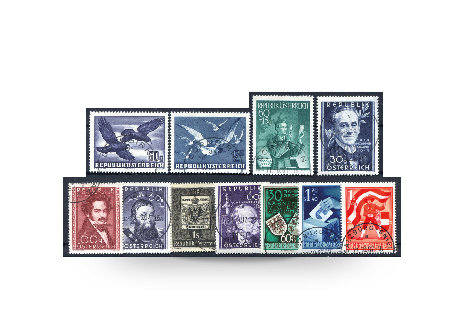 Österreich Mi.Nr. 948/958 Jahrgang 1950 gestempelt 11 Briefmarken