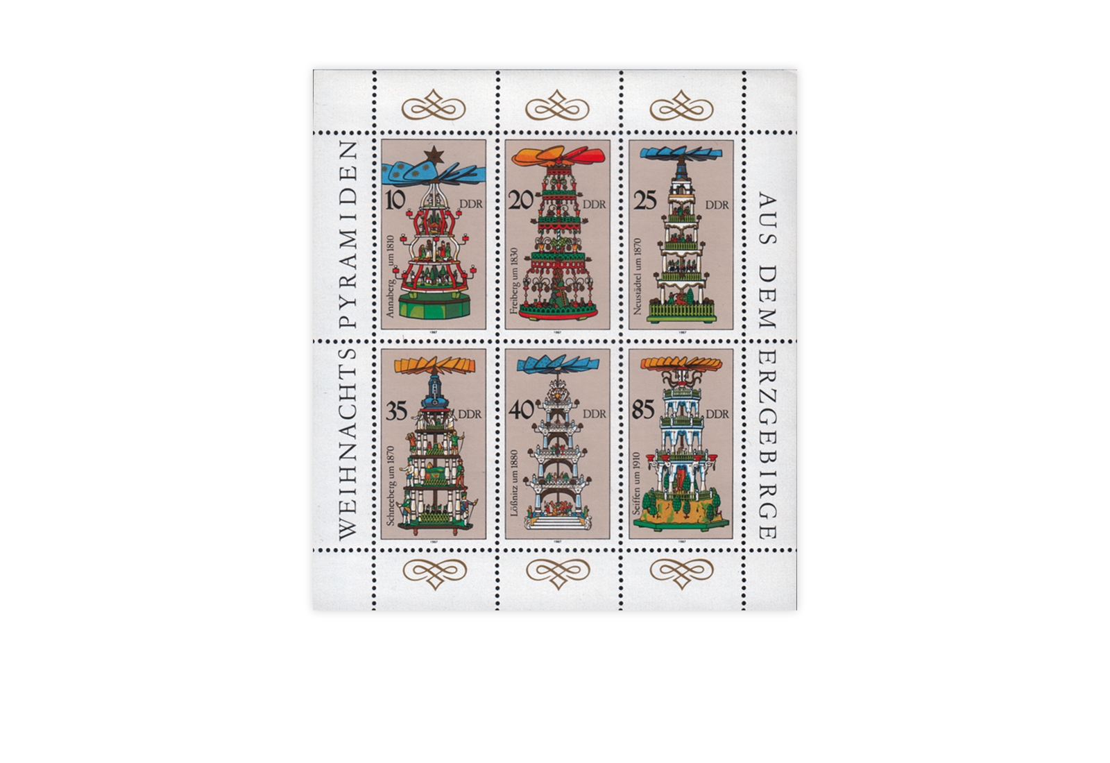 Briefmarken DDR Kleinbogen 1987 Michel-Nr. 3134 bis 3139 gestempelt