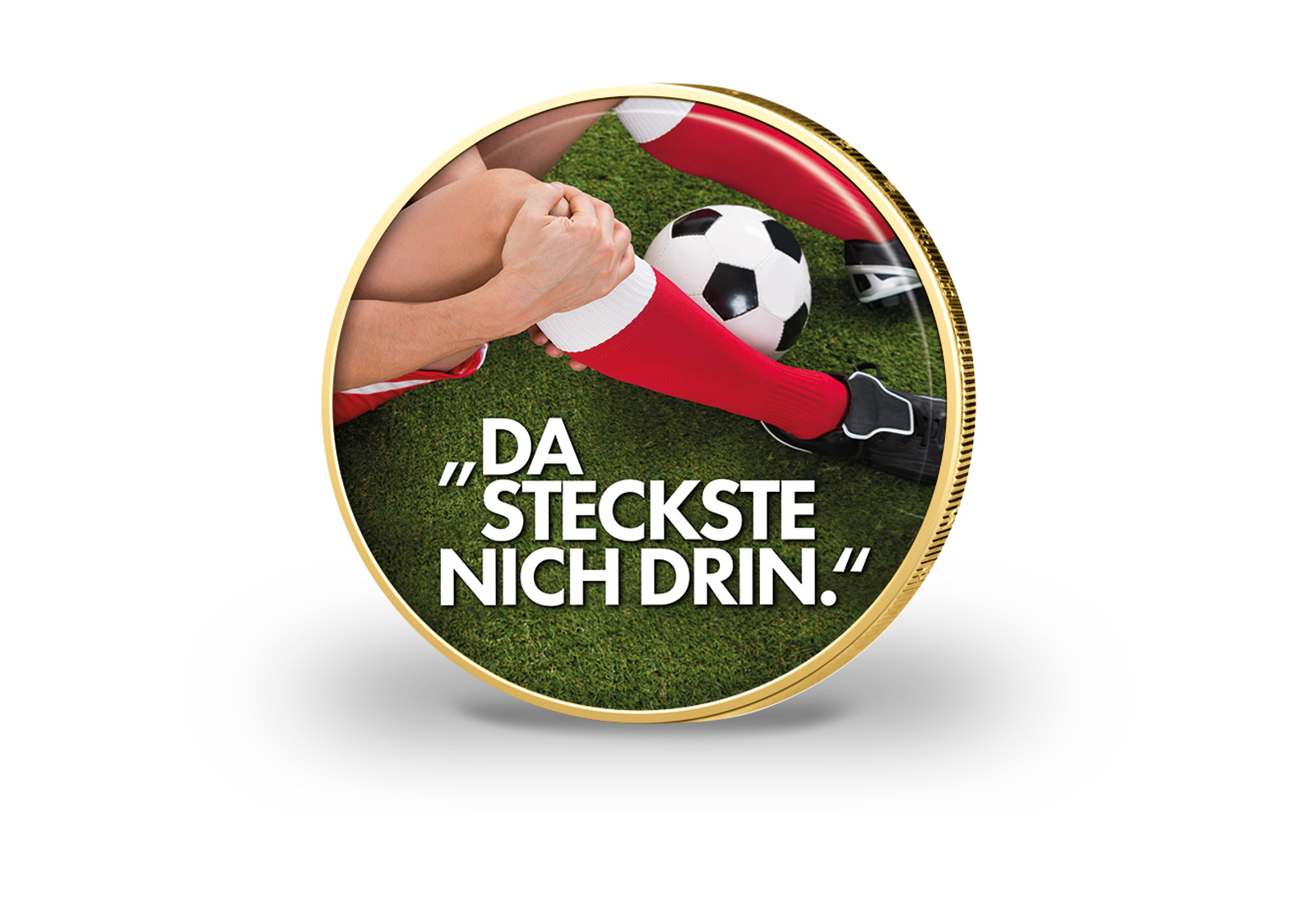 2 Euro vergoldet Fußballspruch 24 mit Farbmotiv