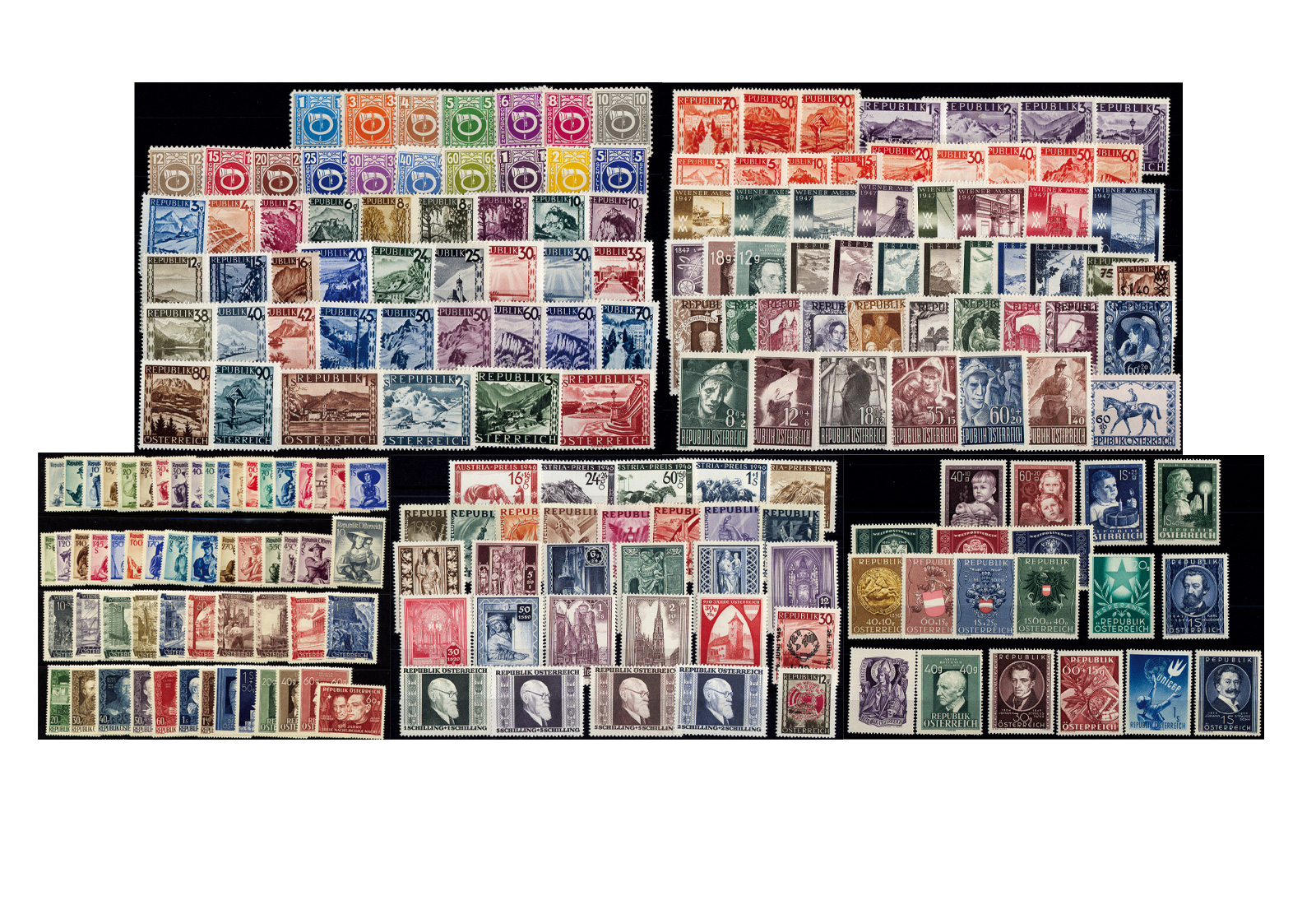 Österreich 1945-49 gest. Jahrgangspaket MiNr.: 721-947