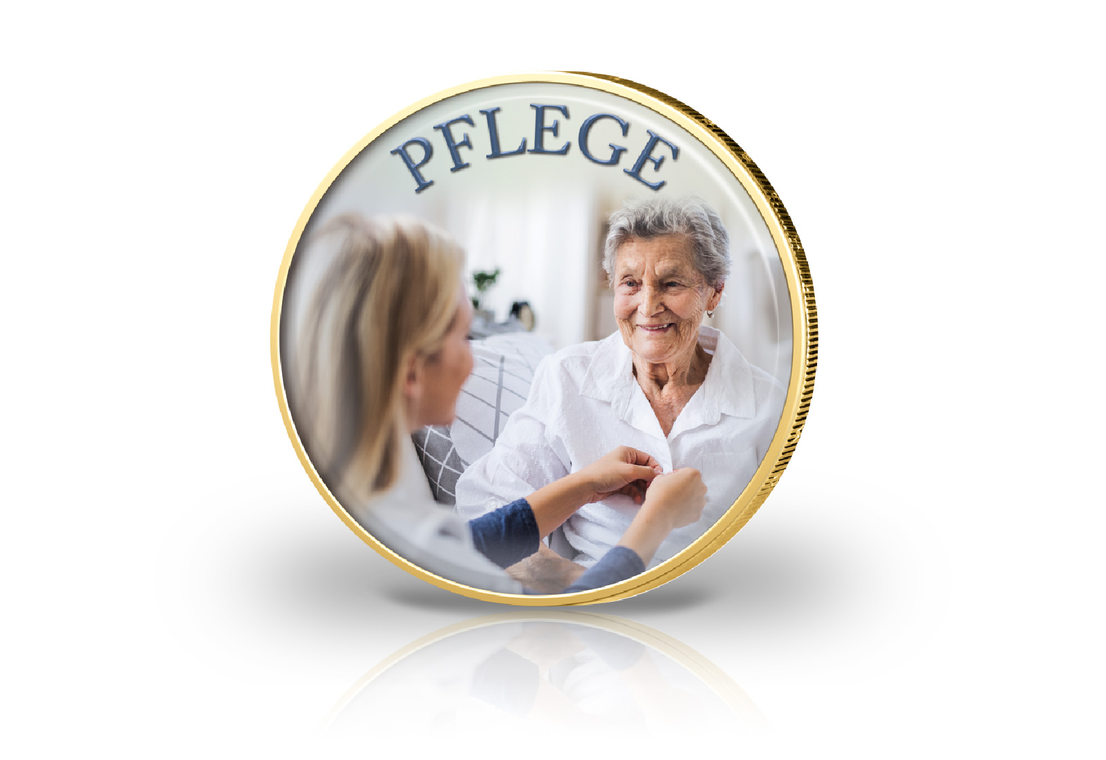 2 Euro mit Farbmotiv und 24 Karat Goldauflage Pflege