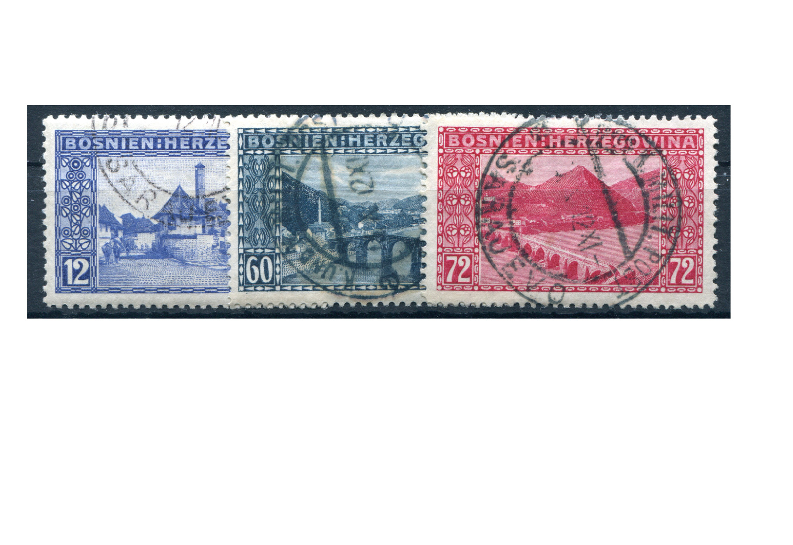 Bosnien/Herzegowina Freimarken 1912 Mi.Nr. 61/63 Falz