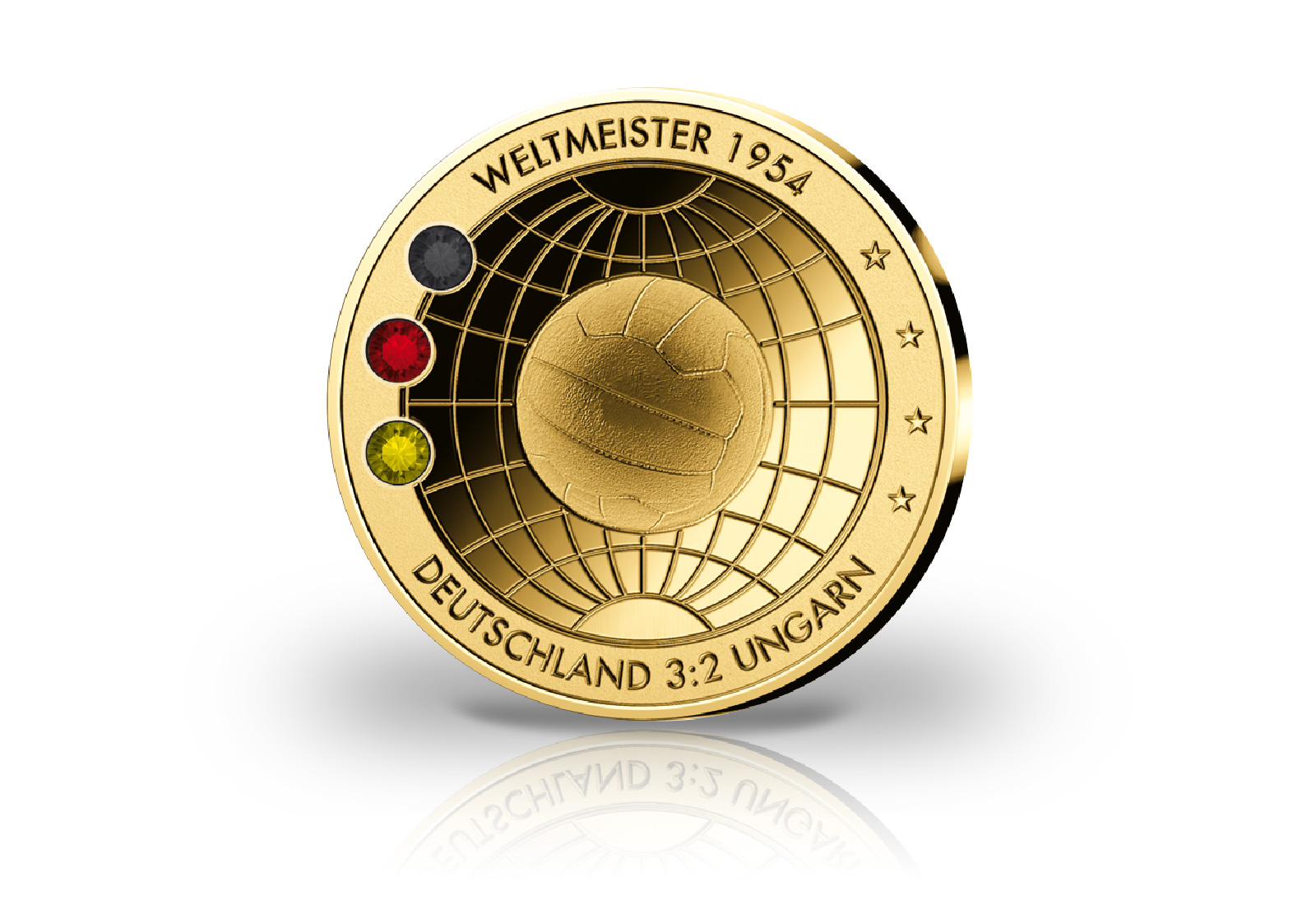 Gigantenprägung Deutschland Fußball Weltmeister 1954 mit 24 Karat Goldauflage