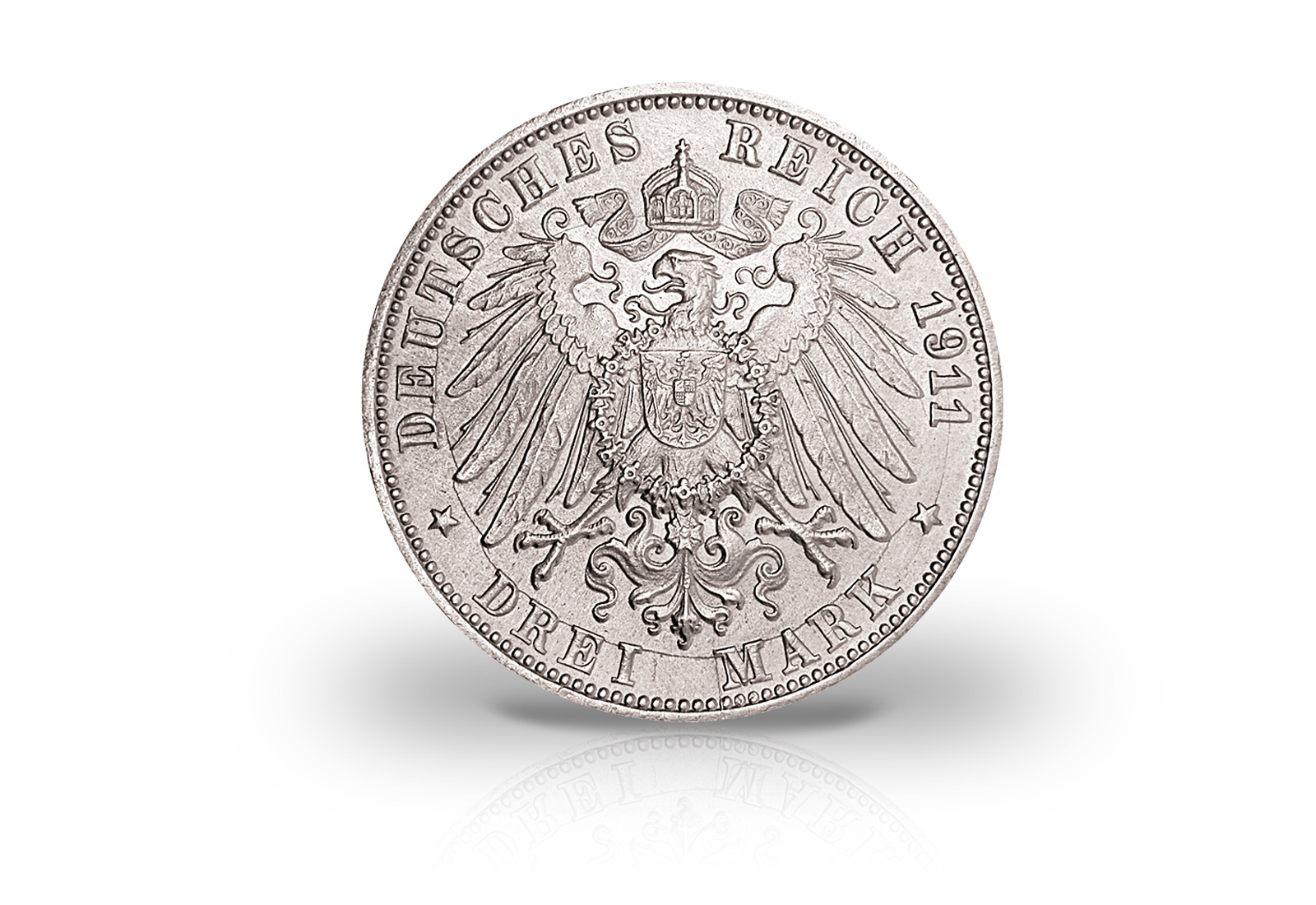 3 Mark 1911 Deutsches Kaiserreich Württemberg Silberne Hochzeit Jaeger-Nr. 177a