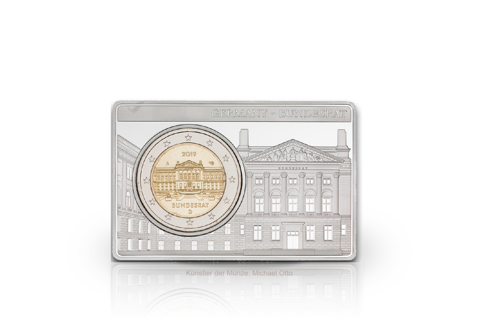 2 Euro 2019 Deutschland 70 Jahre Bundesrat eingefasst in einem Barren Prägestätte A