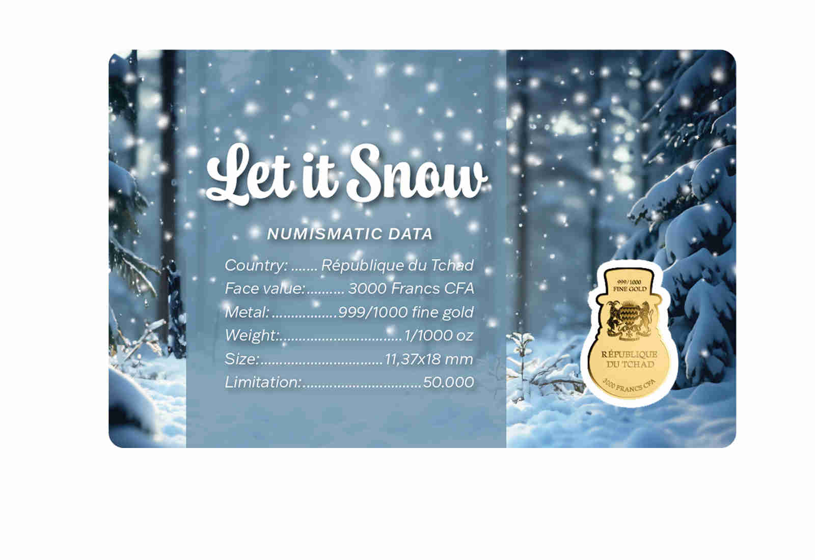Goldmünze Motiv "Schneemann - Let it Snow" Coincard 999/1000 Gold Geschenk