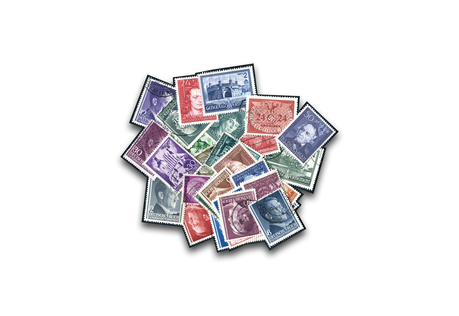 Briefmarken Deutsches Reich Generalgouvernement 50 Marken postfrisch und gestempelt