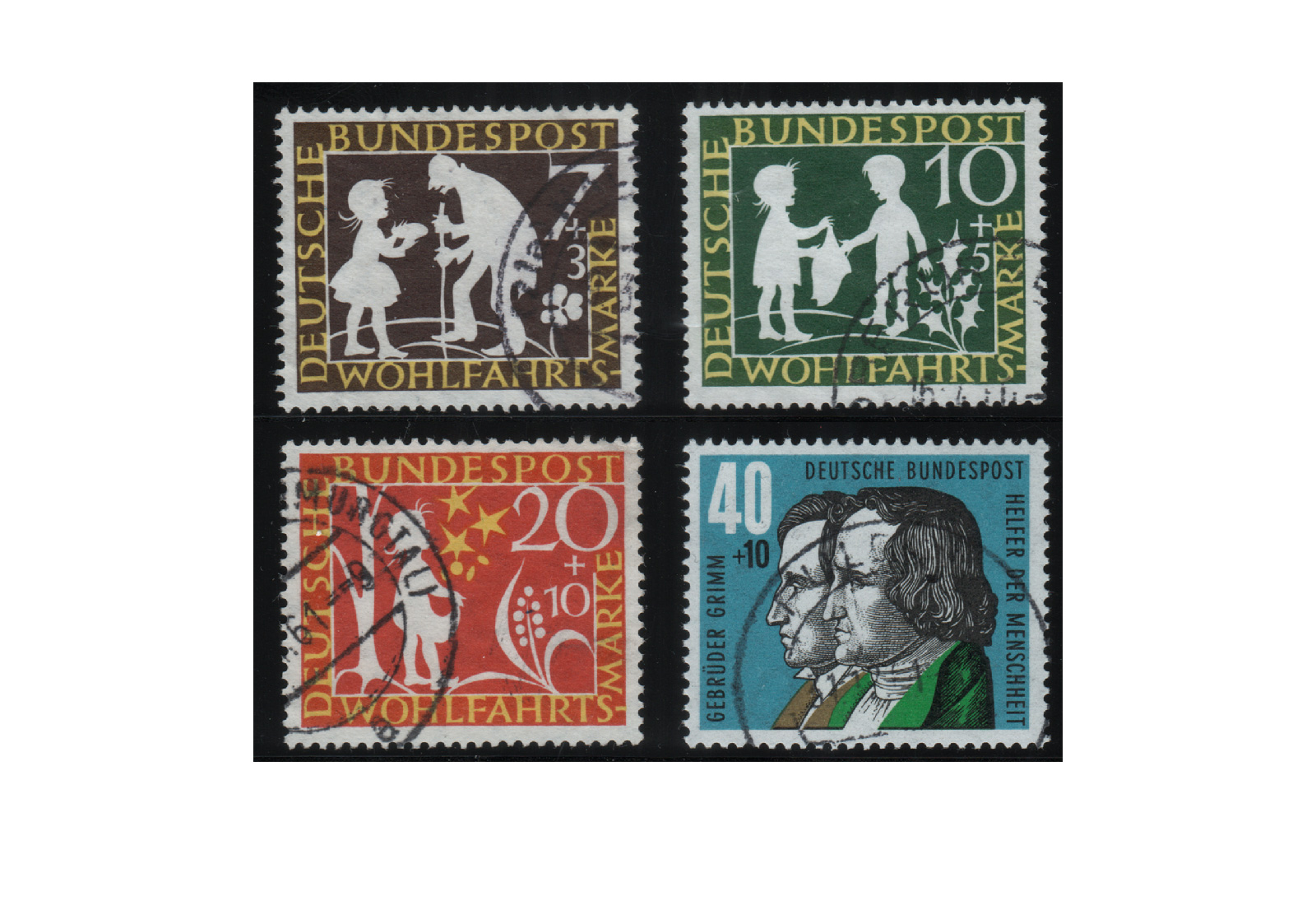 Briefmarken BRD Wohlfahrt Märchen der Brüder Grimm 1959 Michel Nr. 322-325 gestempelt