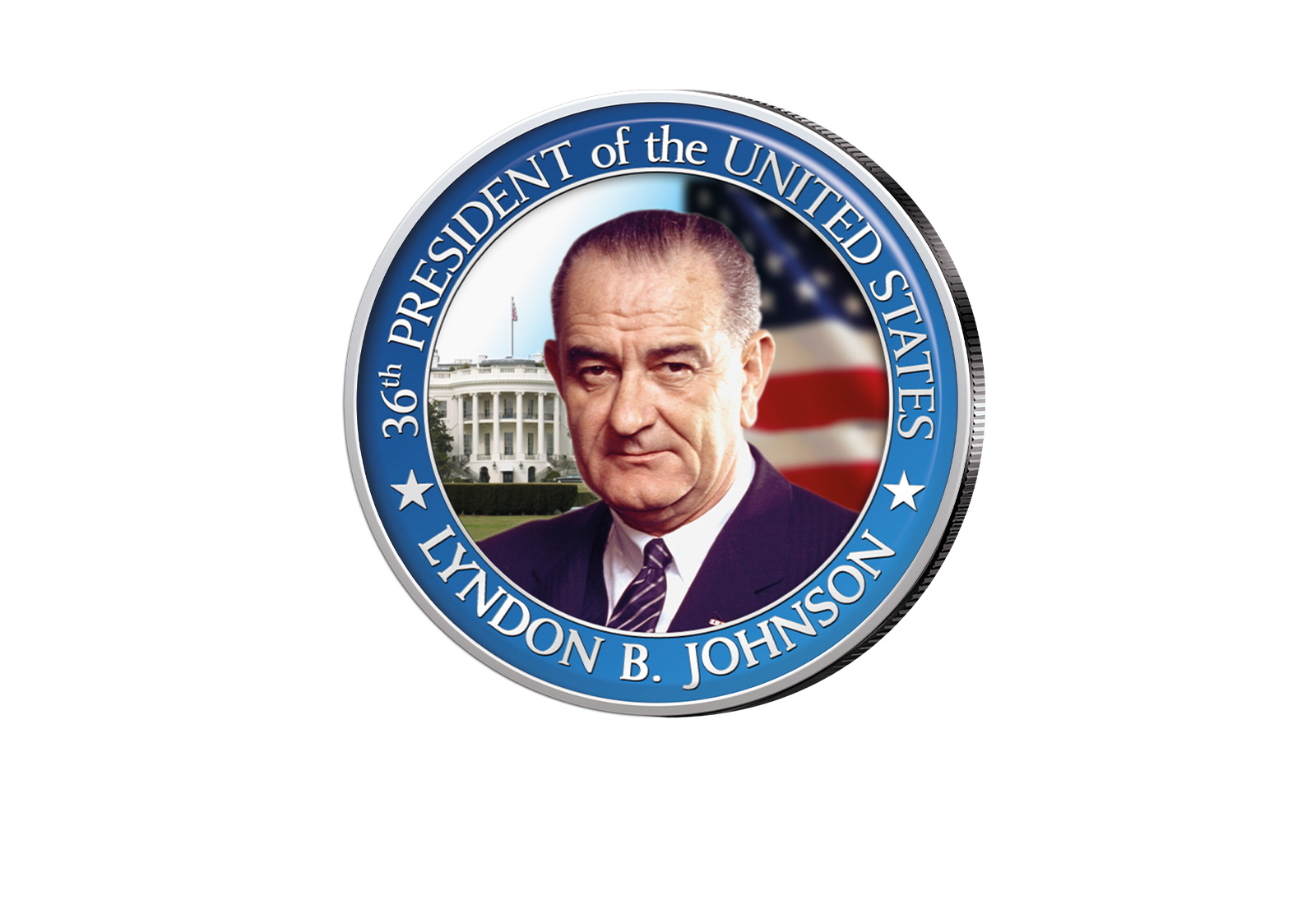 ½ Kennedy-Dollar USA mit Farbapplikation Lyndon B. Johnson