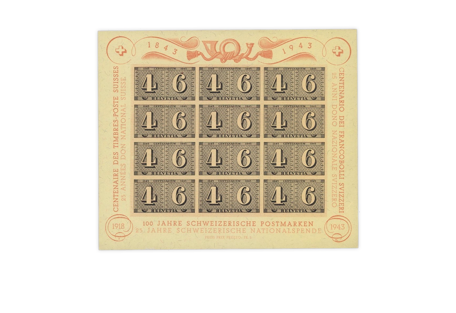 Schweiz Block 9 postfrisch 100 Jahre Schweizer Briefmarken