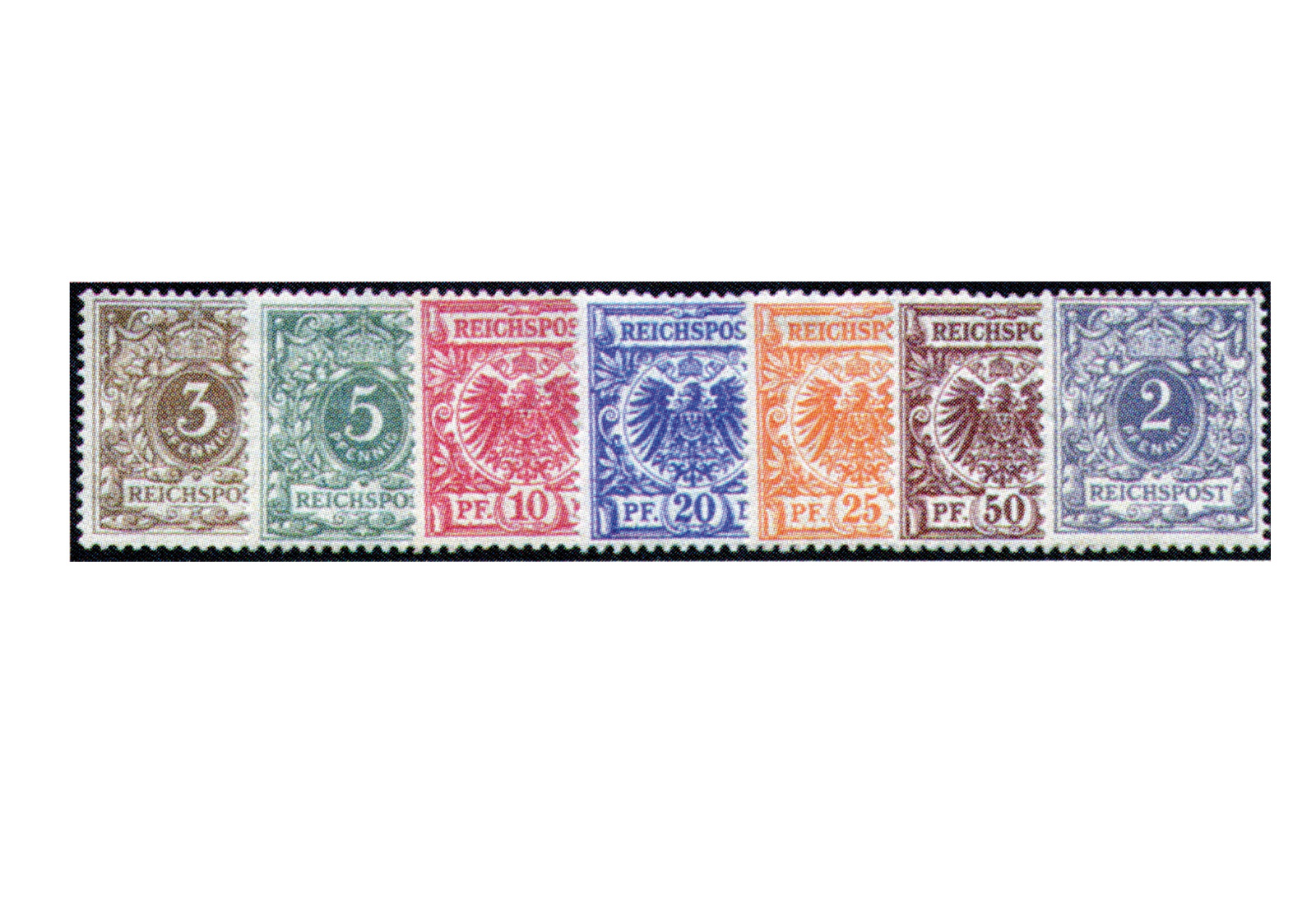 Briefmarken Deutsches Kaiserreich Krone/Adler 1889/1990 Michel-Nr. 45/50 und 52 Falz