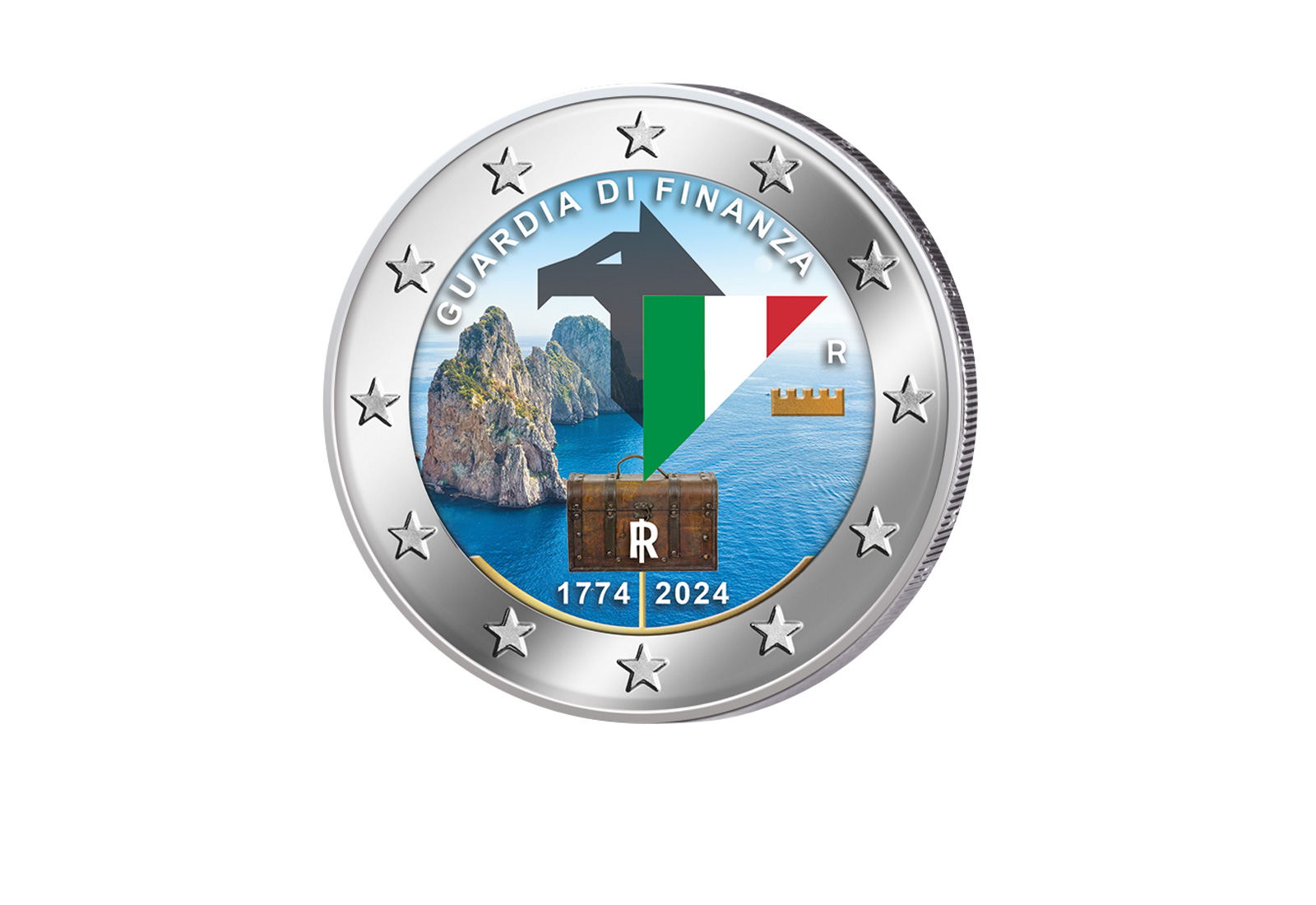 2 Euro 2024 Italien Gründung der Gardia Di Finanza mit Farbmotiv