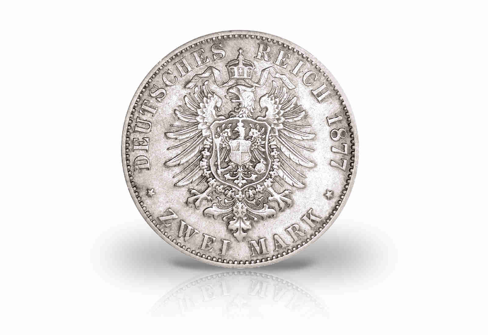 2 Mark 1877 Deutsches Kaiserreich Reuss Fürst Heinrich XXII. Jaeger-Nr. 166