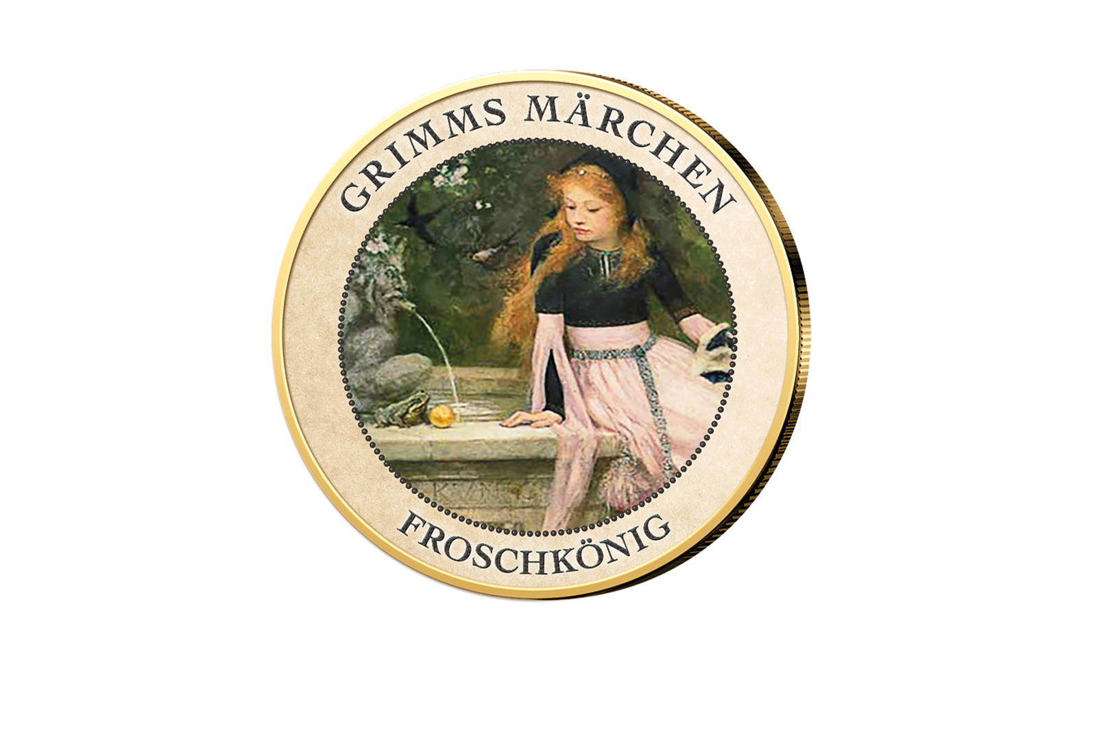 2 Euro vergoldet Froschkönig mit Farbmotiv