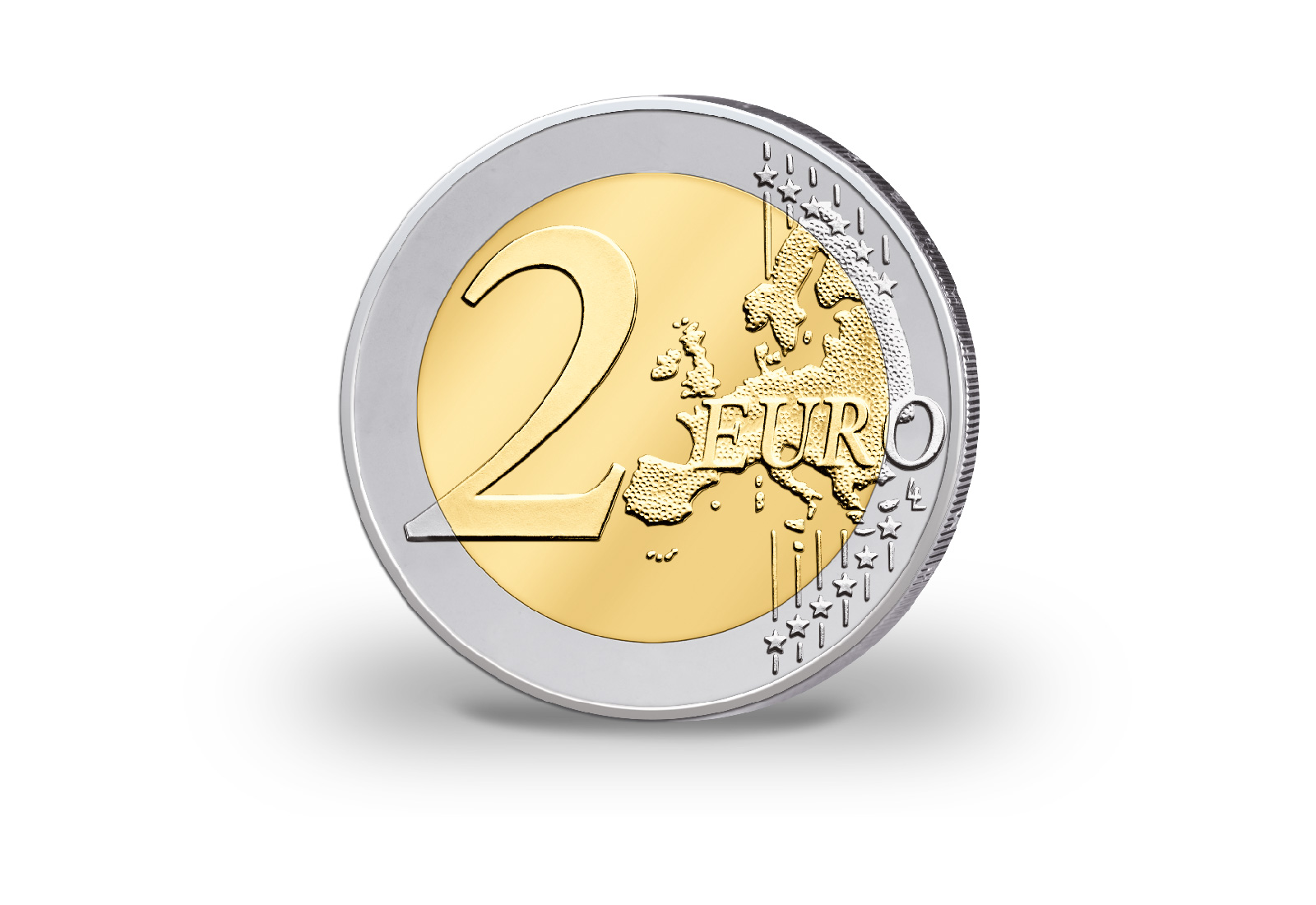 2 Euro vergoldet Österreich Flagge mit Farbapplikation