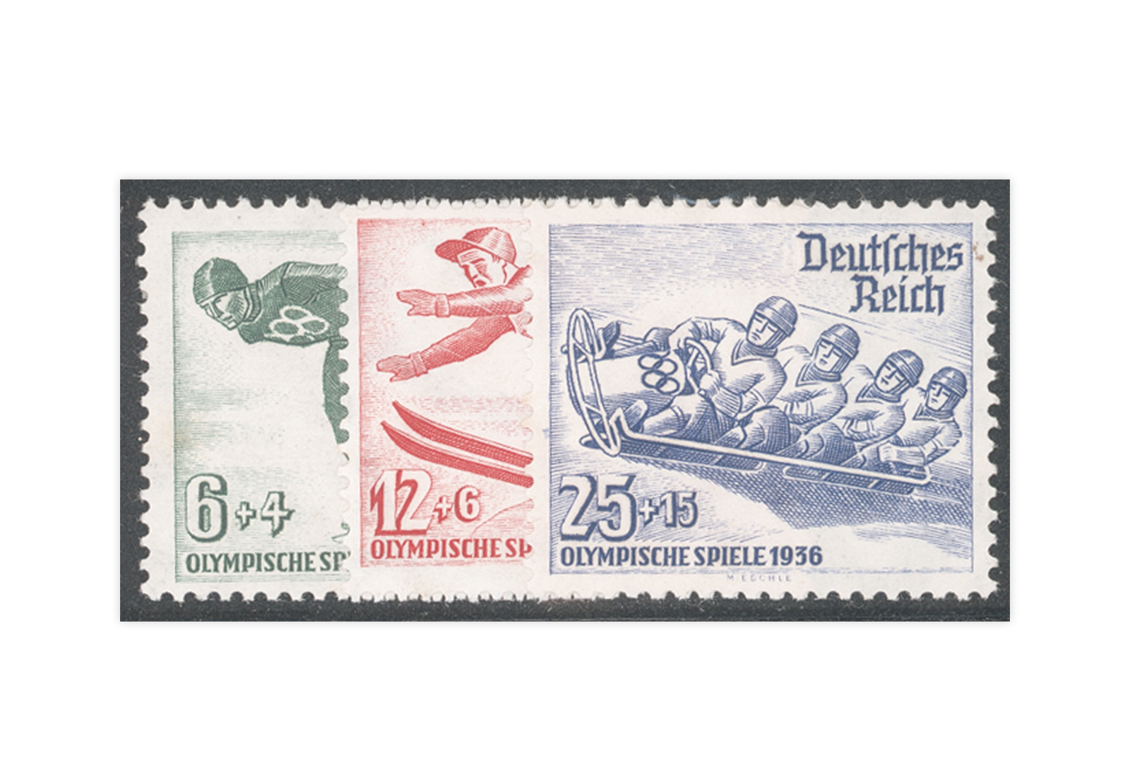 Briefmarken Deutsches Reich Winterolympiade  1936 Michel-Nr. 600/602 Falz