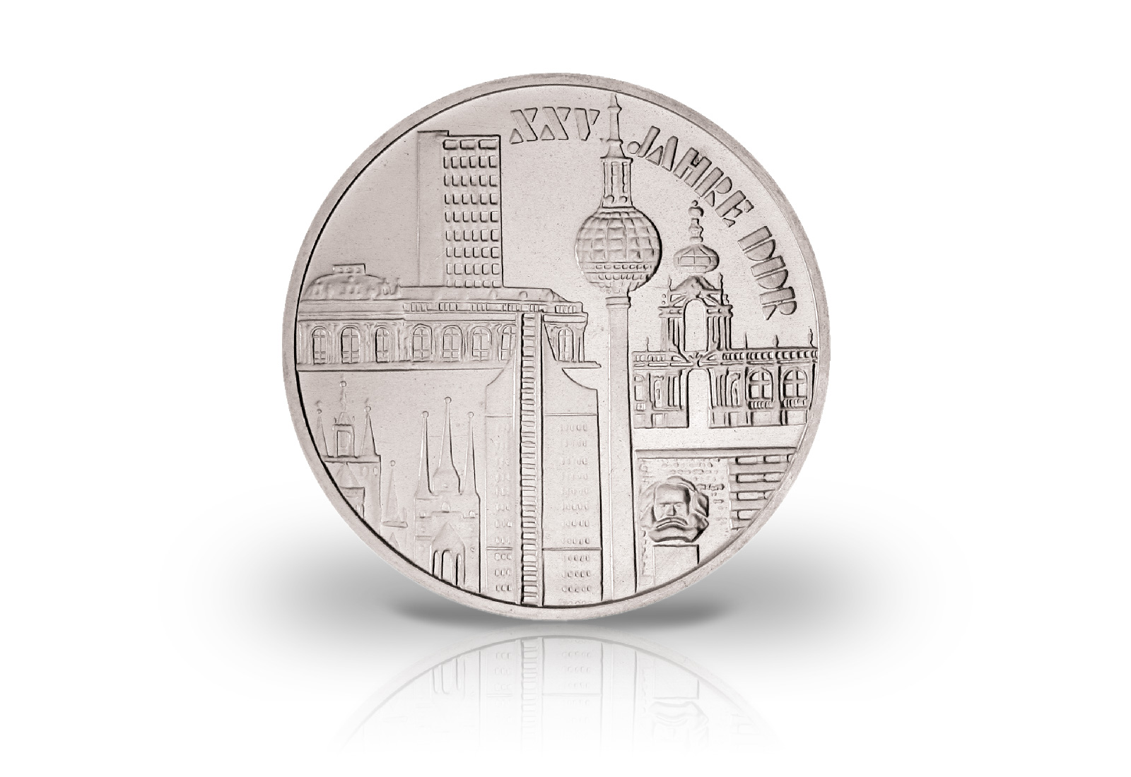 10 Mark Gedenkmünze 1974 DDR 25 Jahre DDR Bedeutende Gebäude Jaeger-Nr. 1552