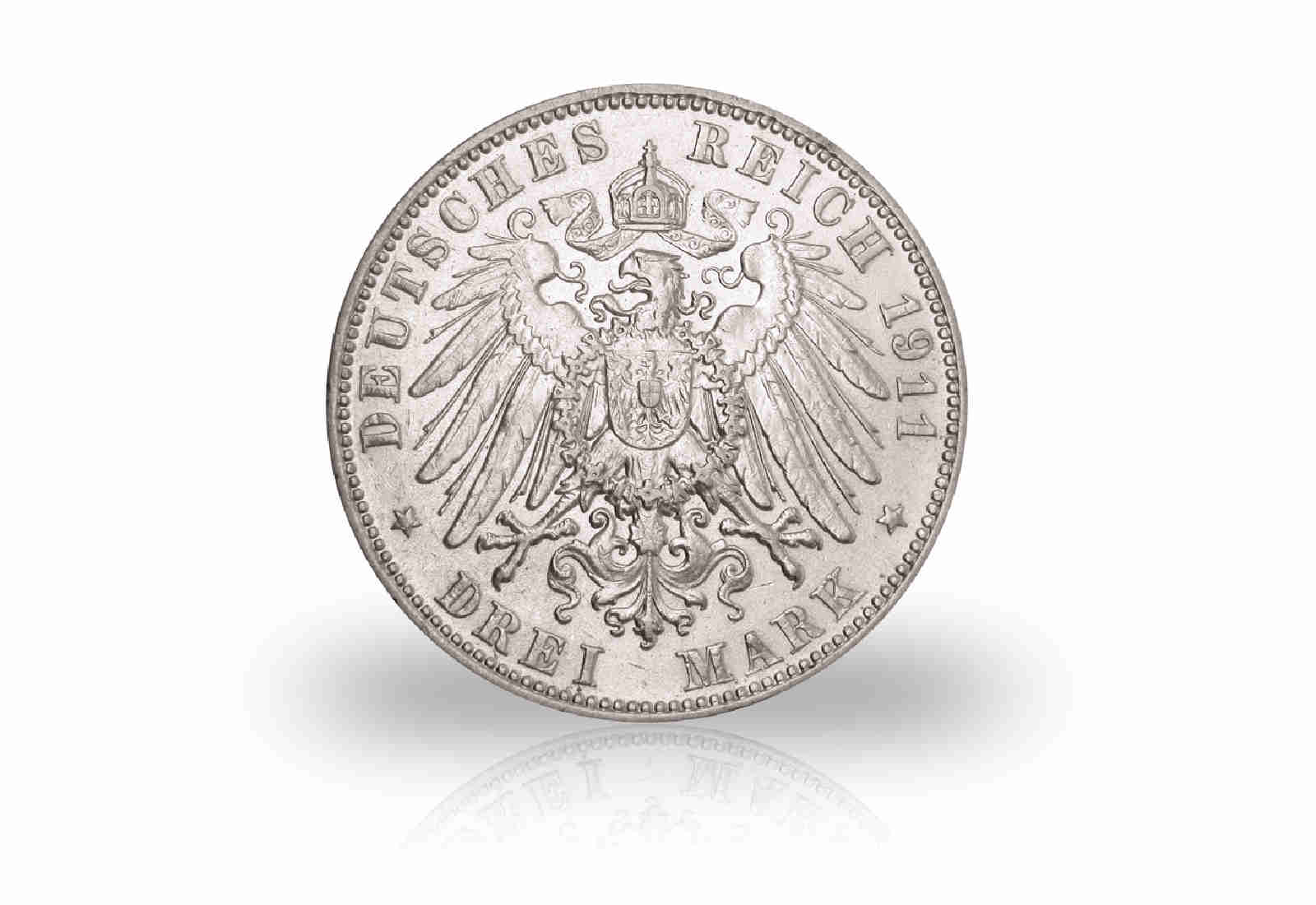 3 Mark 1908-1913 Deutsches Kaiserreich Sachsen Friedrich August III. Jaeger-Nr. 135