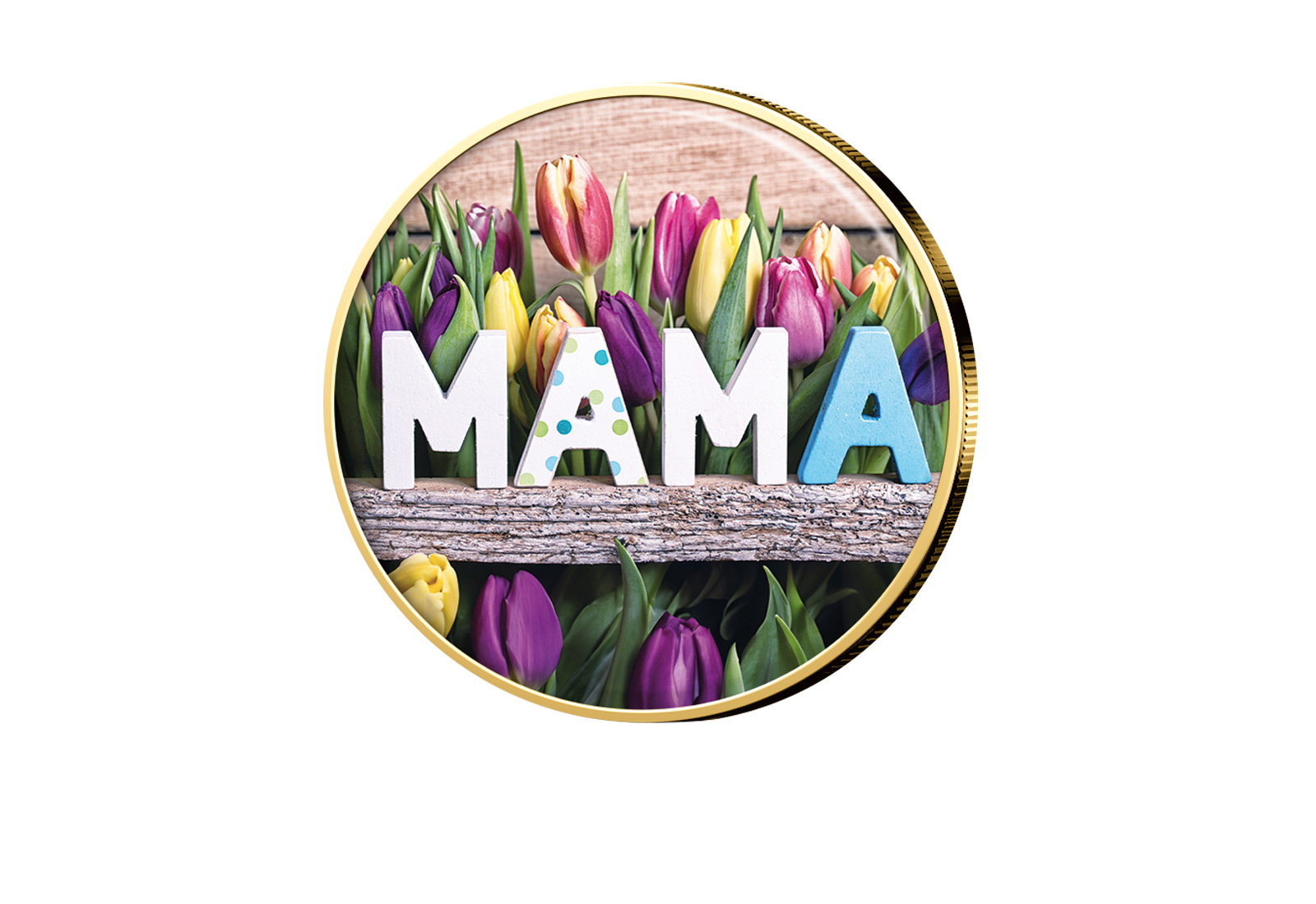 2 Euro mit Farbmotiv Mama Vergoldet